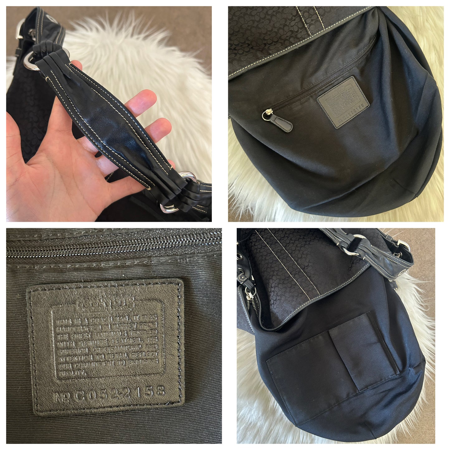 Coach Hobo Signature Sufflette nera in monogram