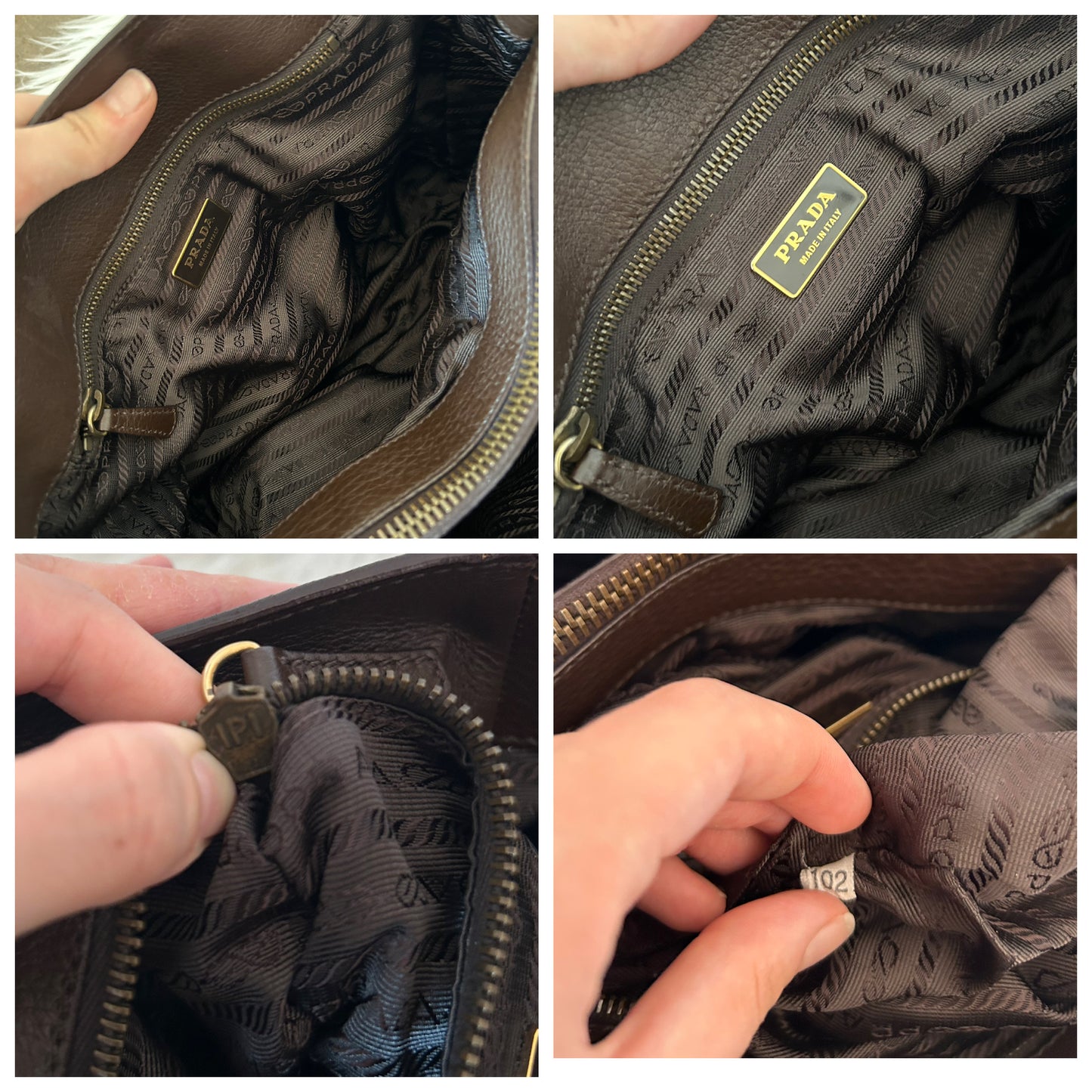 Prada tote in pelle marrone scuro