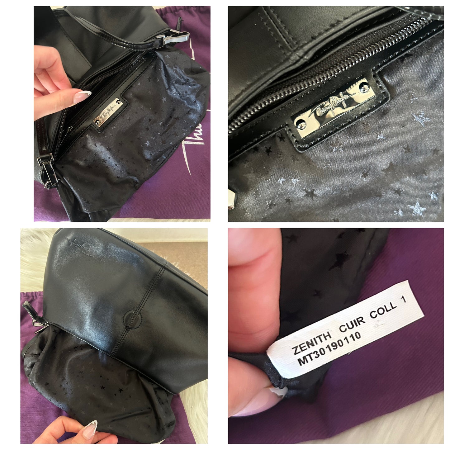 Baguette Thierry Mugler in pelle nera