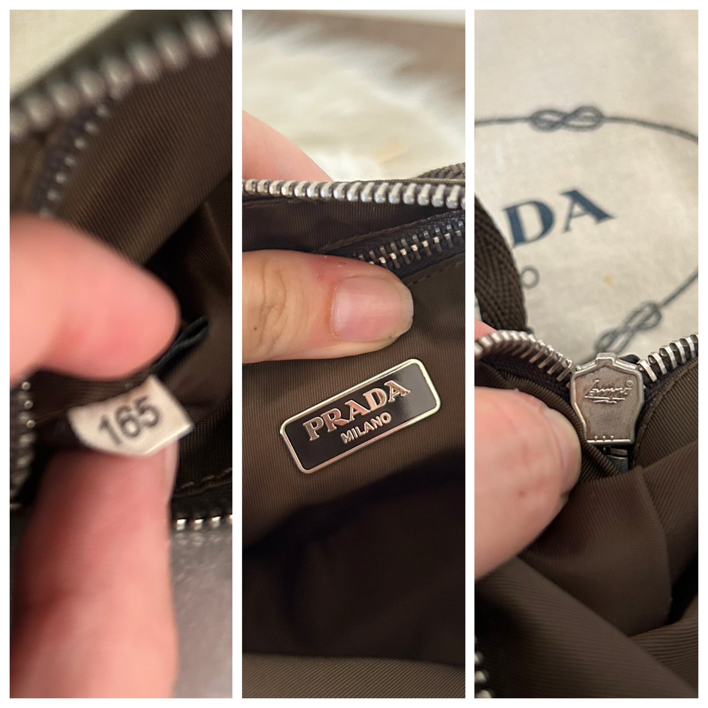 Prada baguette marrone in nylon