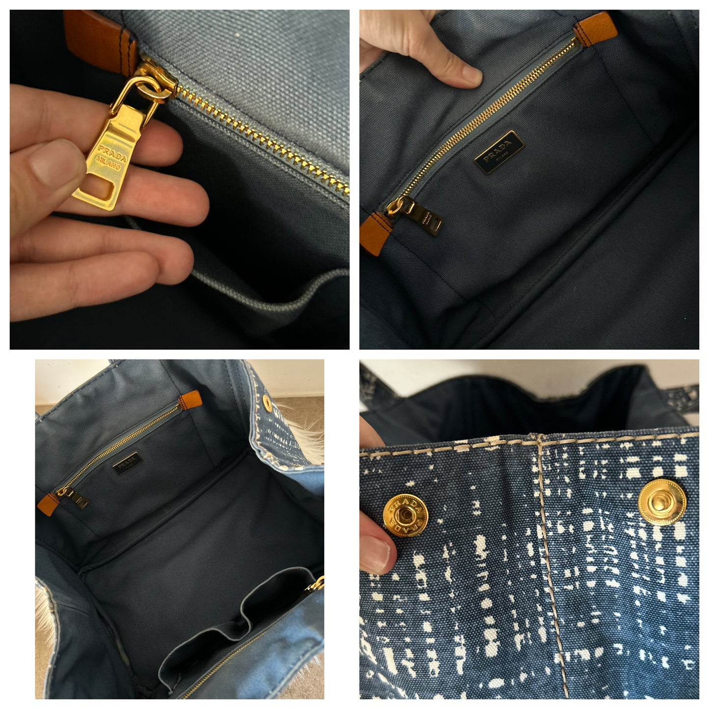 Prada tote in canapa stampata con cartellini