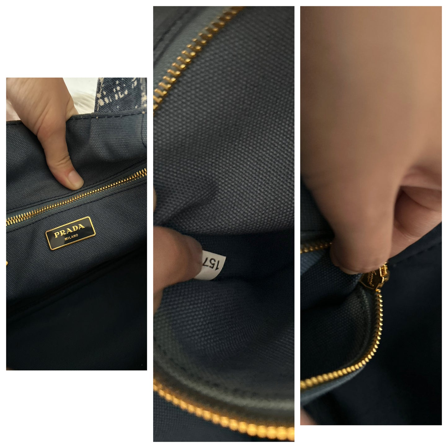 Prada tote in canapa stampata con cartellini