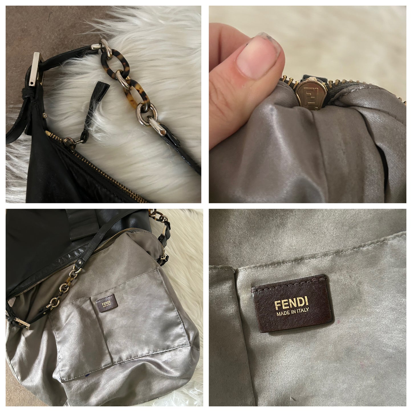 Fendi Croissant in pelle nera
