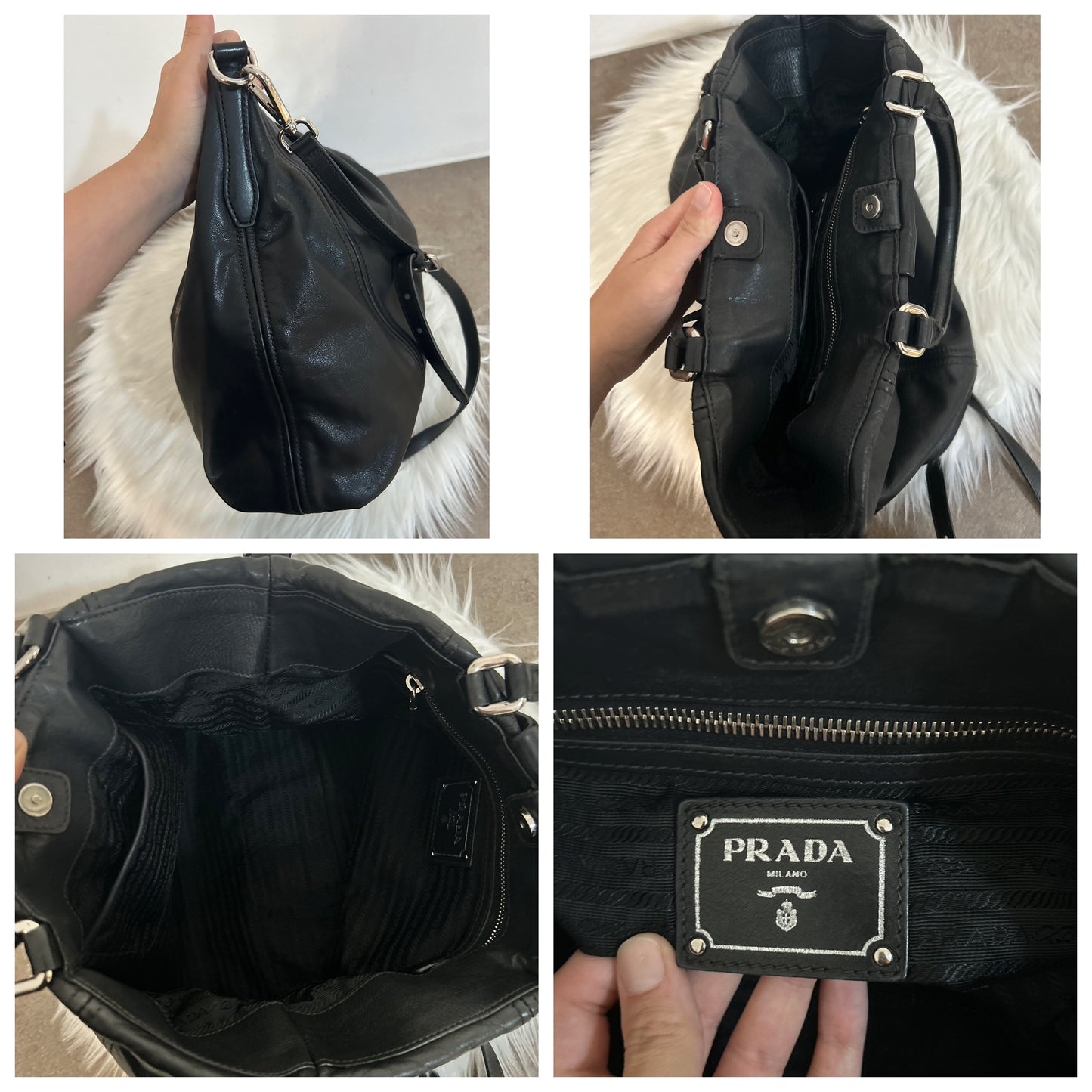 Prada tote bag in pelle morbida nera