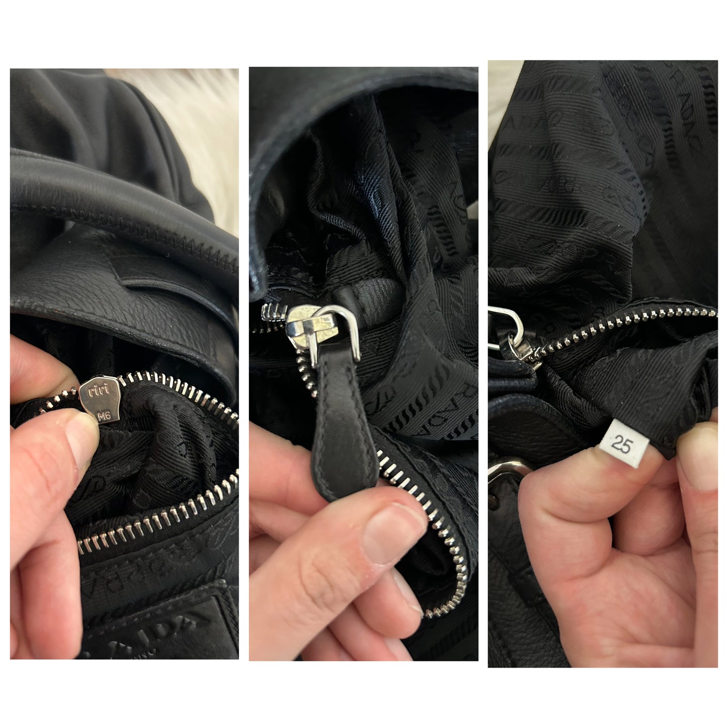 Secchiello Prada Buckle in pelle nero