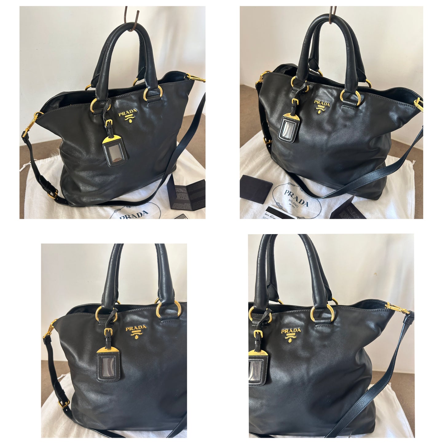 Prada tote bag in pelle nera