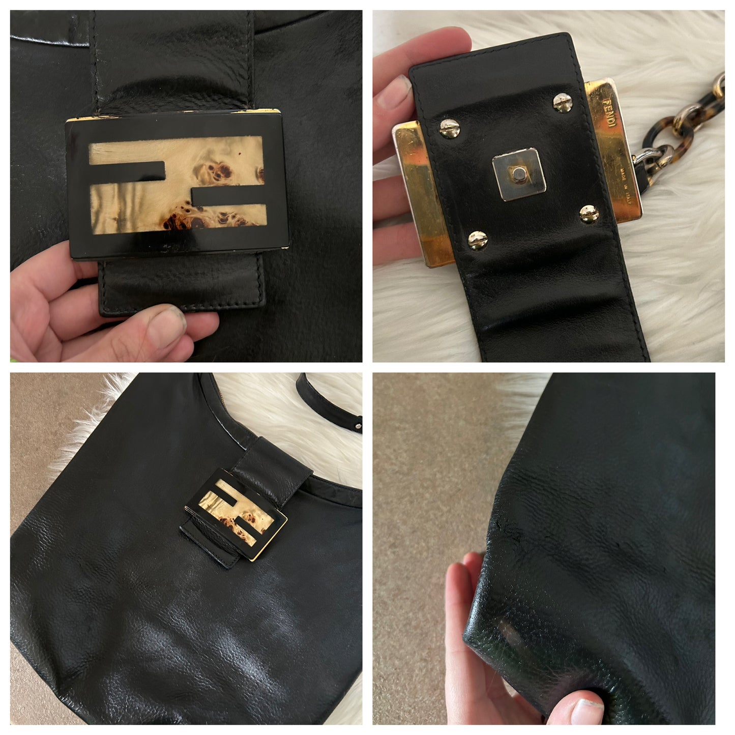 Fendi Croissant in pelle nera