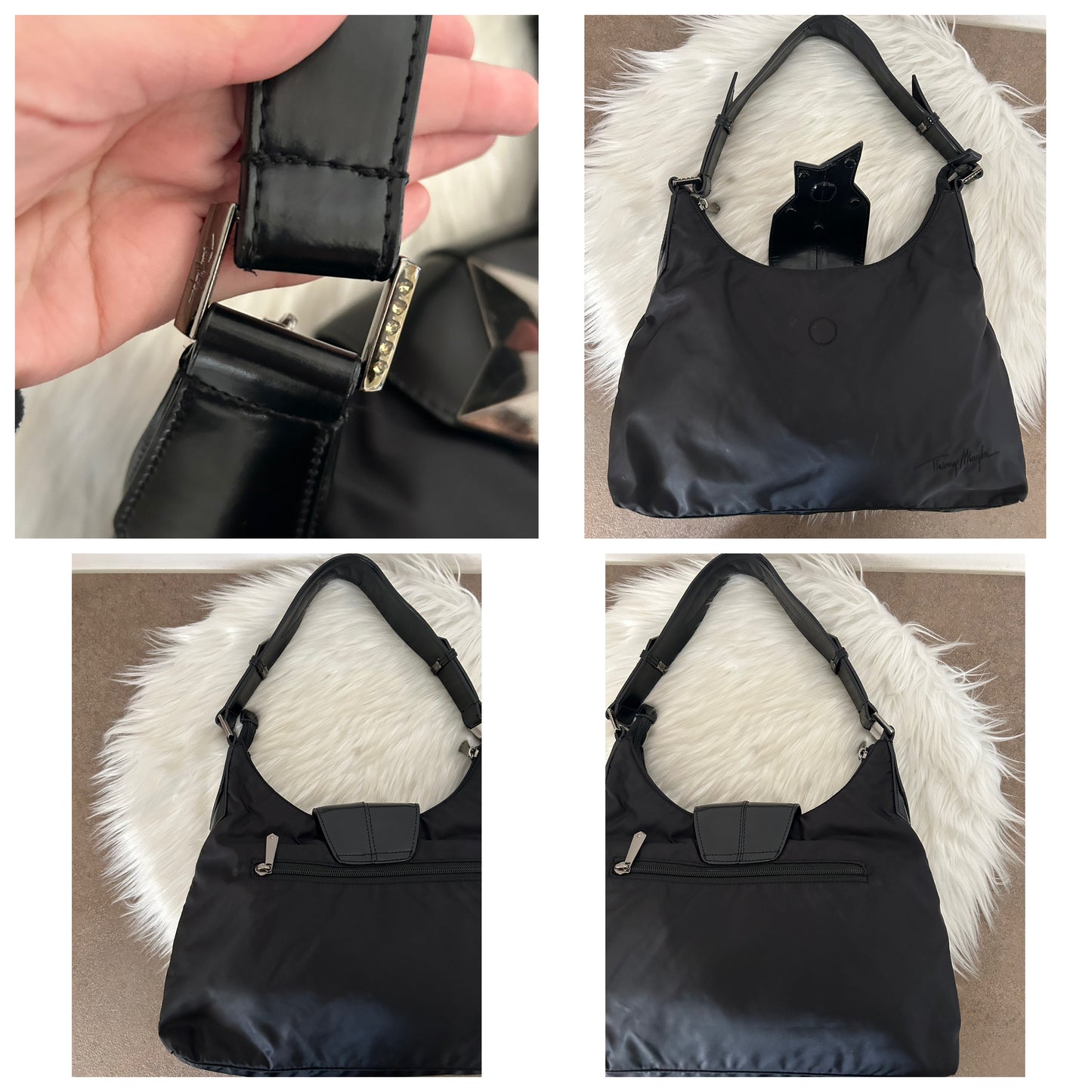 Thierry Mugler tote bag in nylon nera vintage