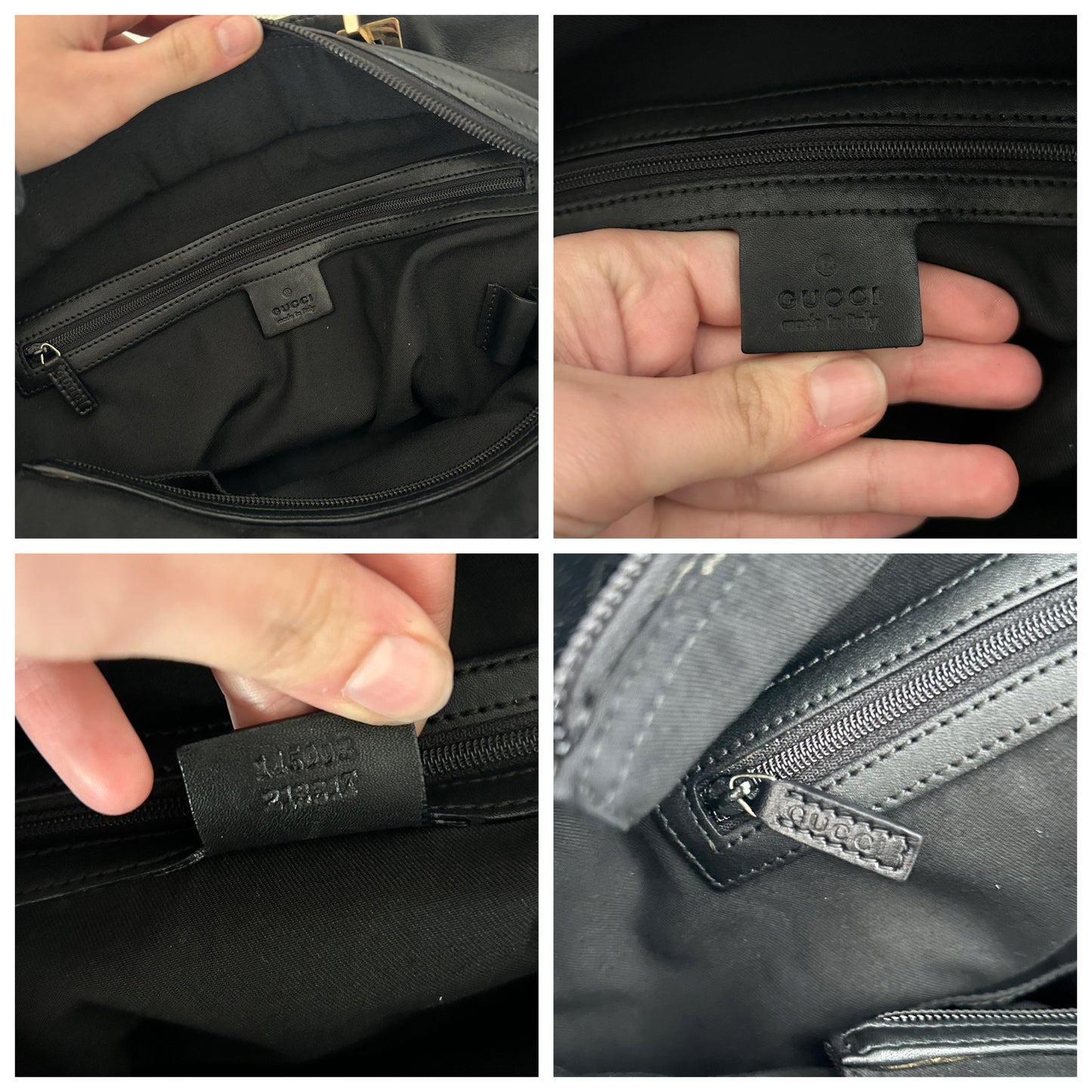 Gucci tote bag in pelle nera e monogram