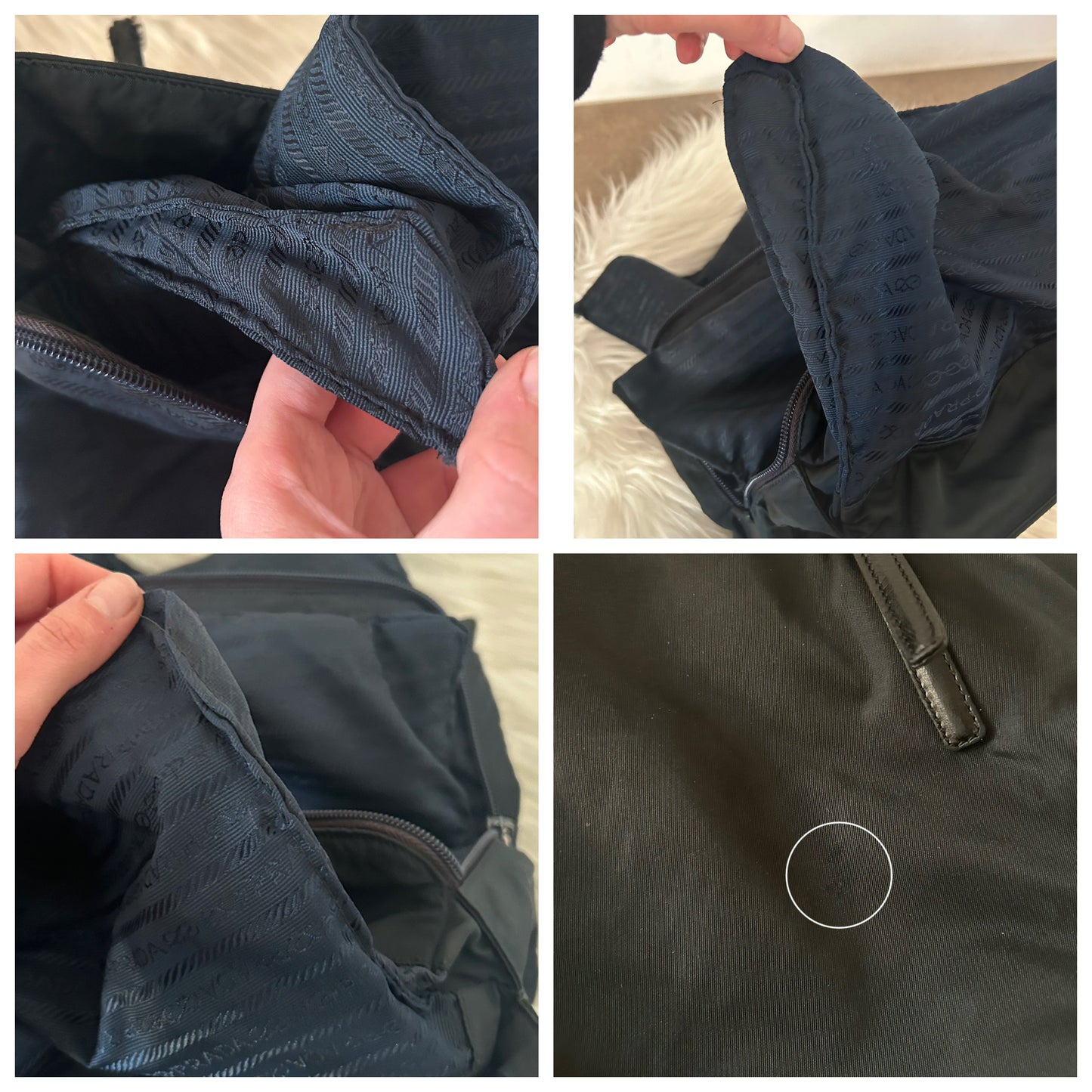 Prada tote in tela nera con catene