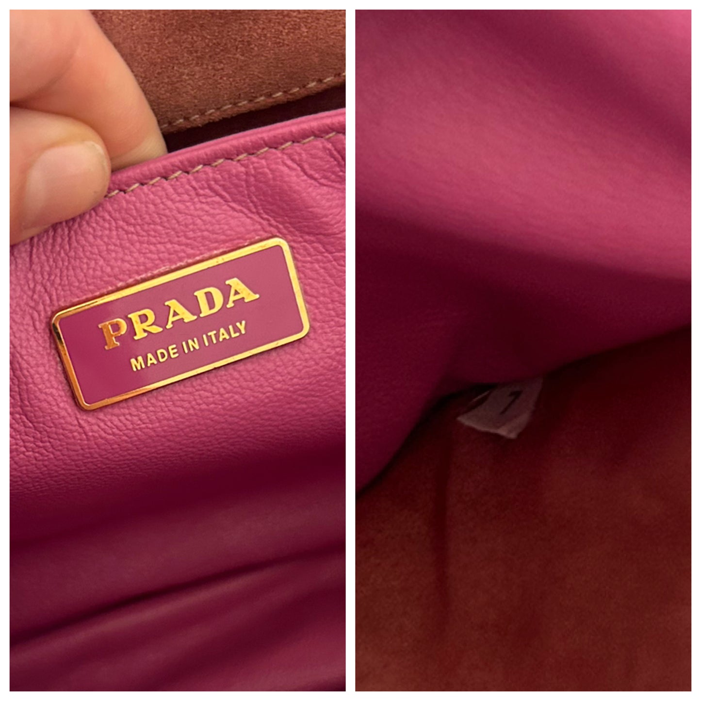 Prada baguette in suede rosa antico