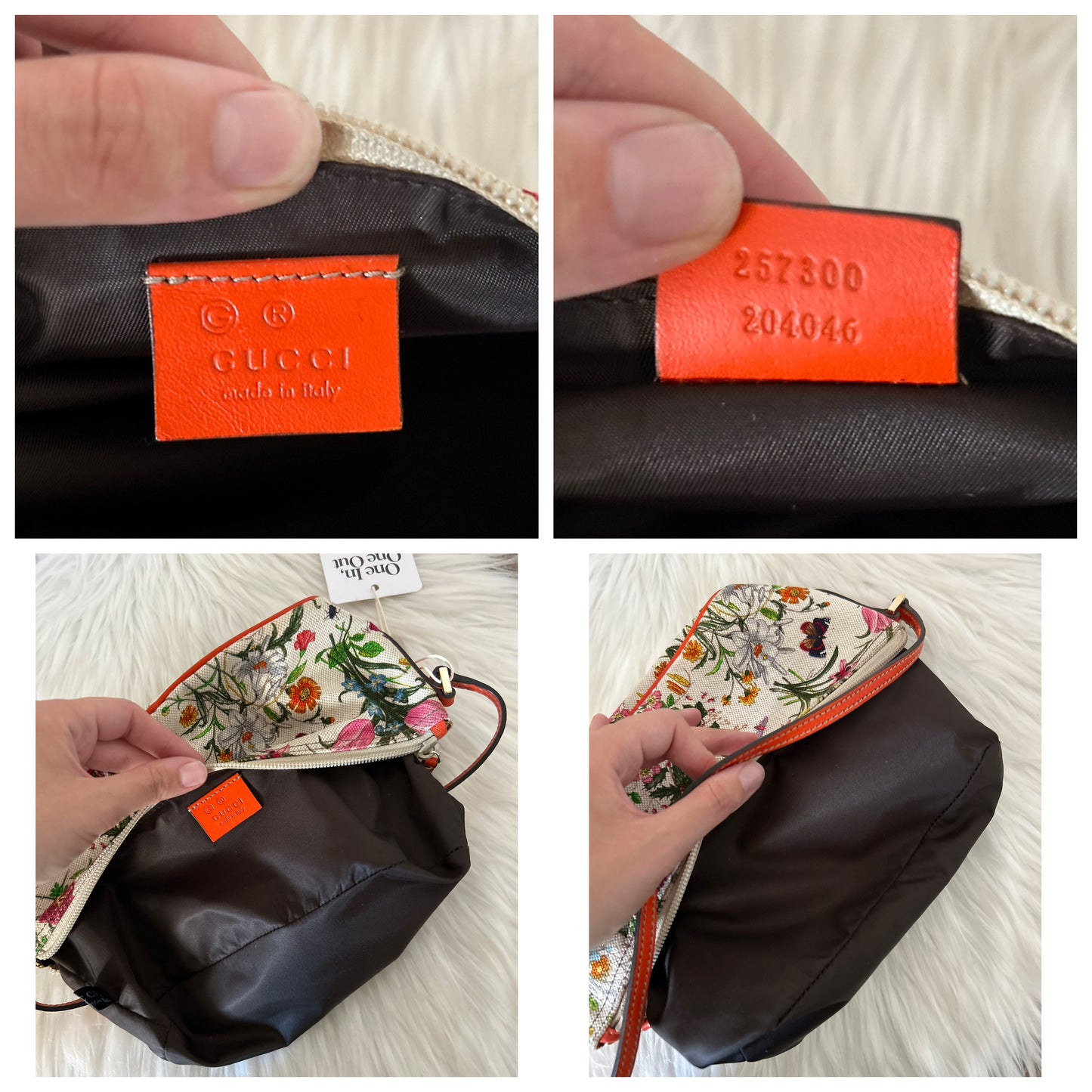 Gucci Boat floreale con parti in pelle arancione fluo