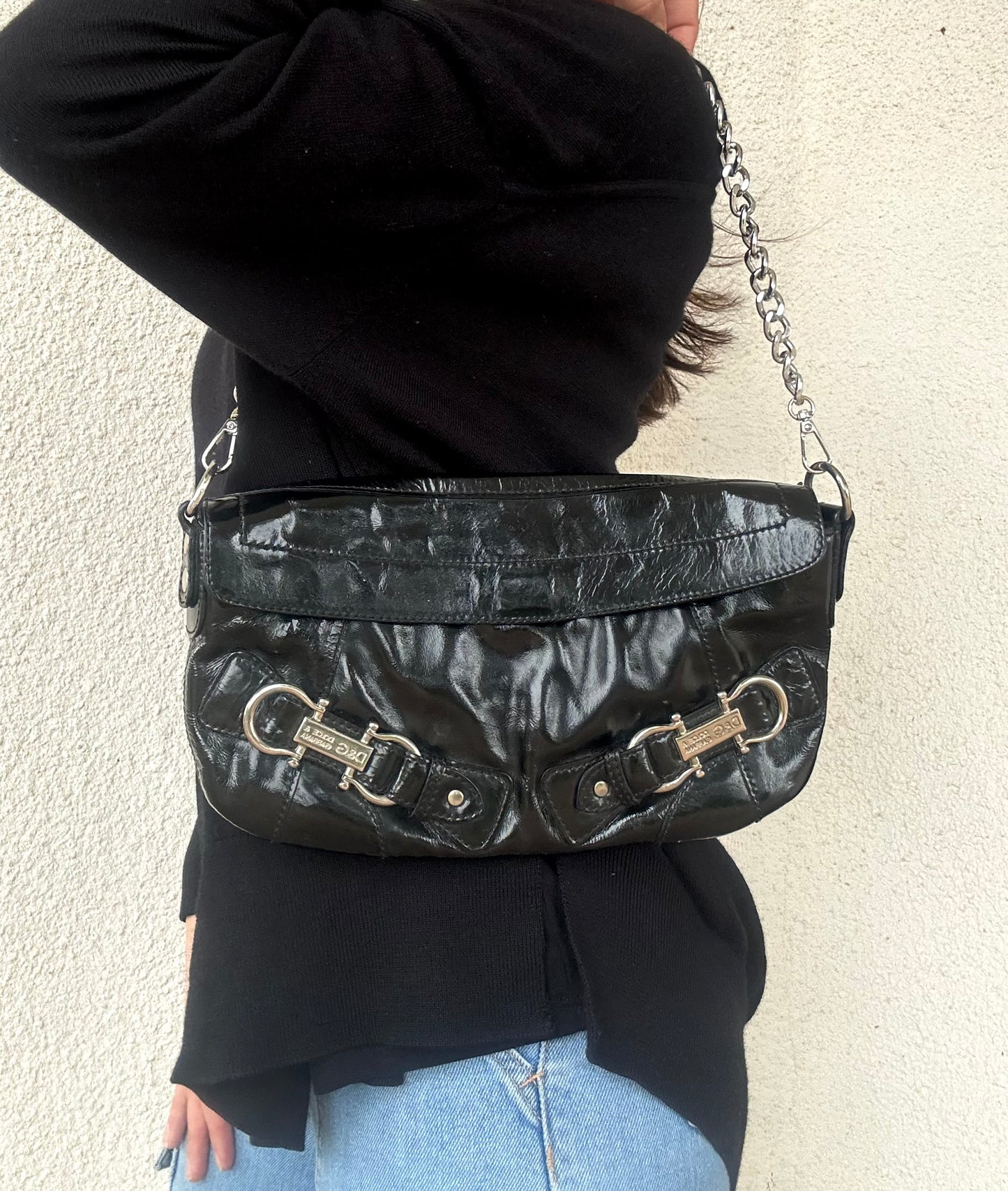 Dolce & Gabbana baguette in vernice nera vintage