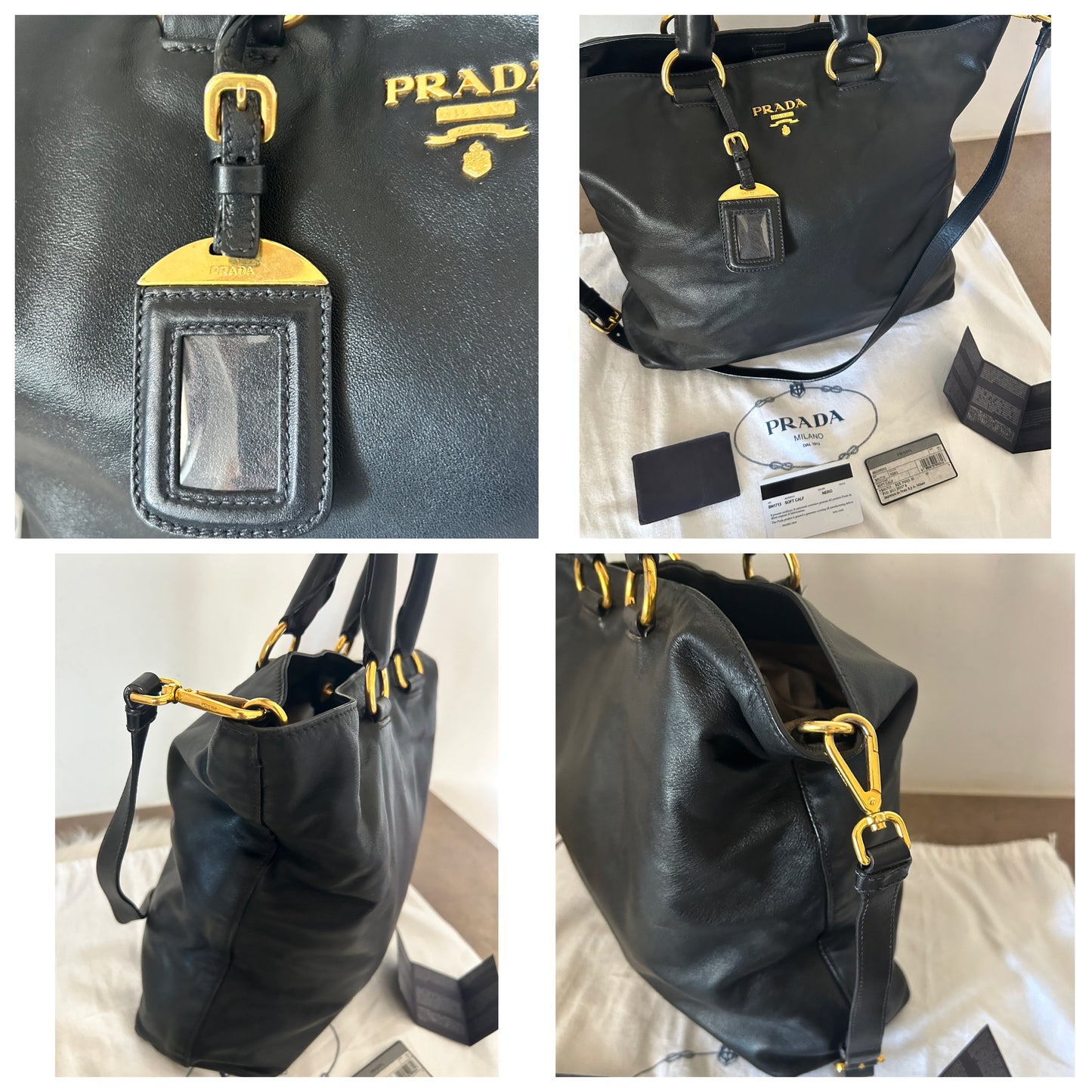 Prada tote bag in pelle nera