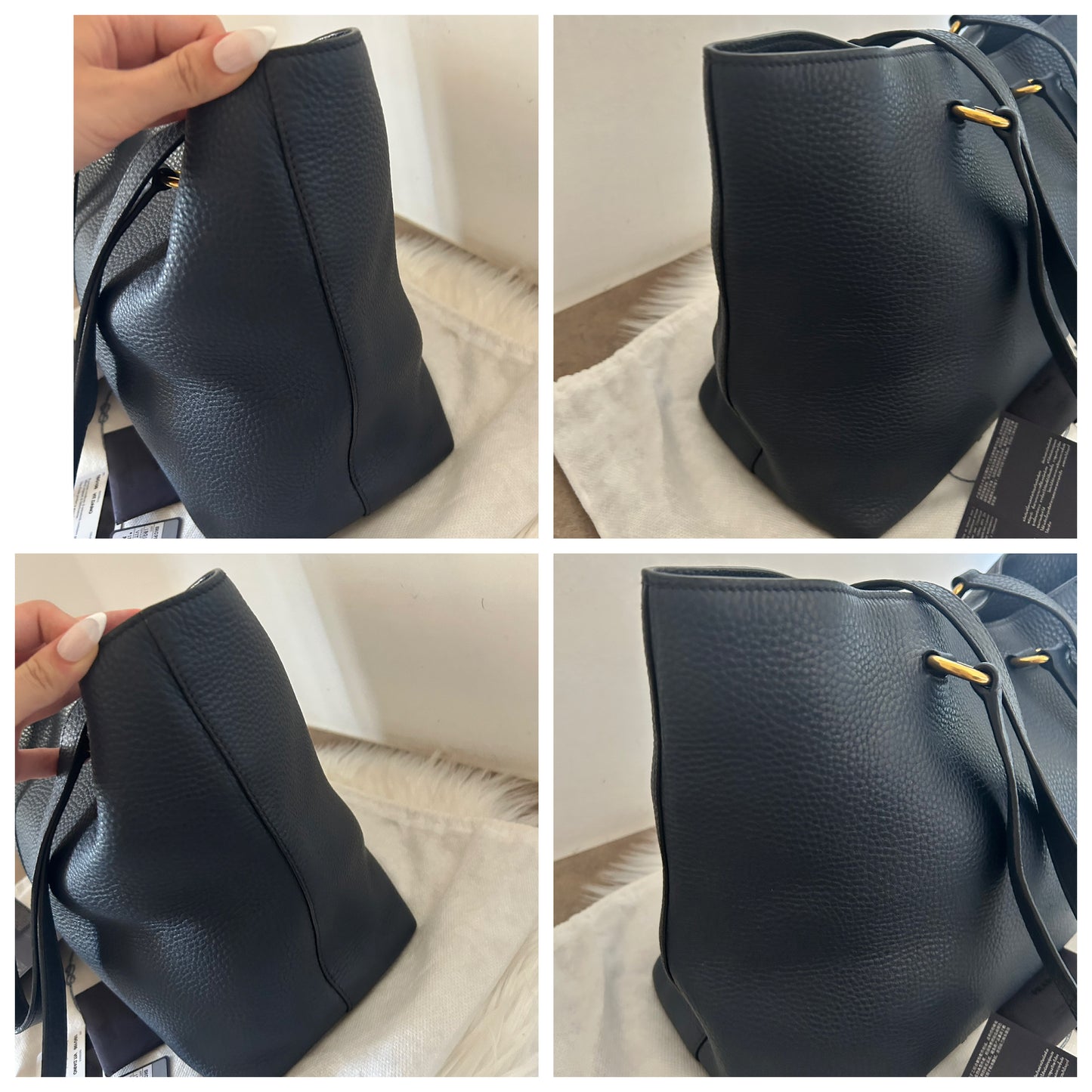 Prada Shopping in pelle blu scuro