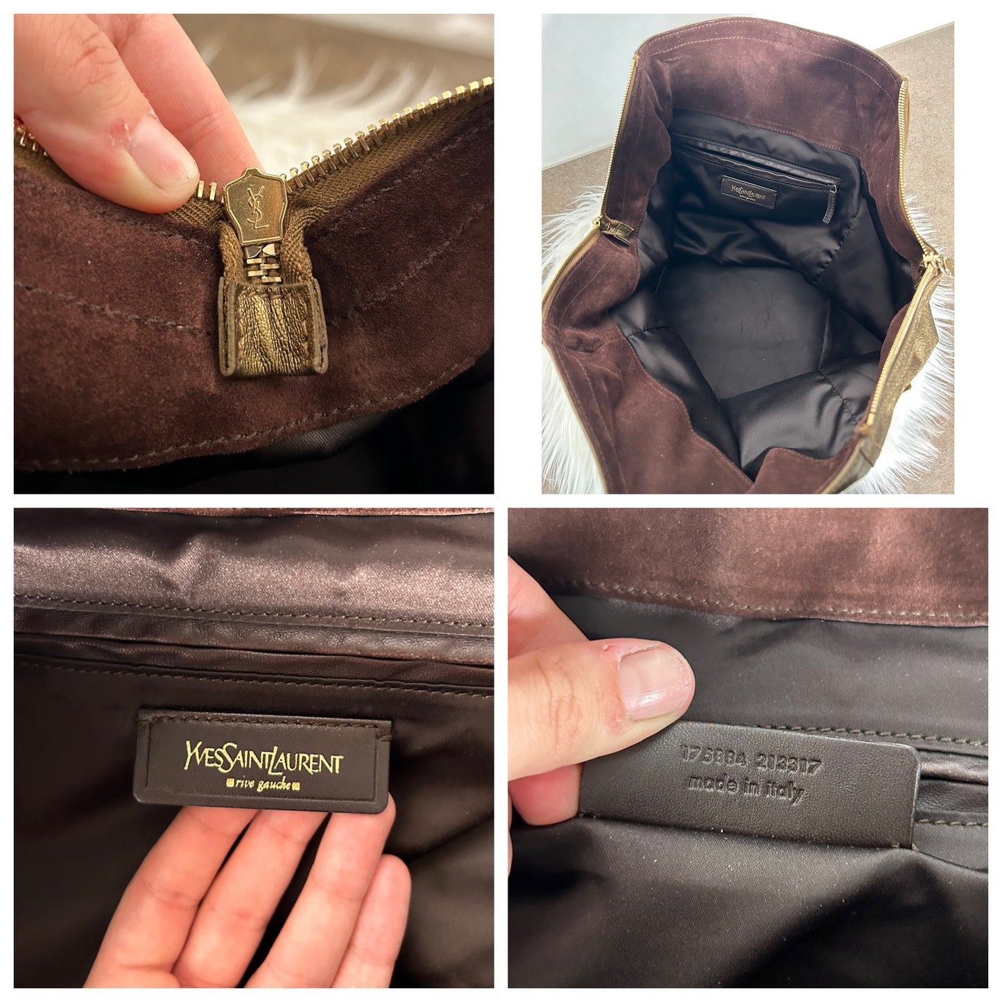 Yves Saint Laurent Downtown in pelle e camoscio dorata