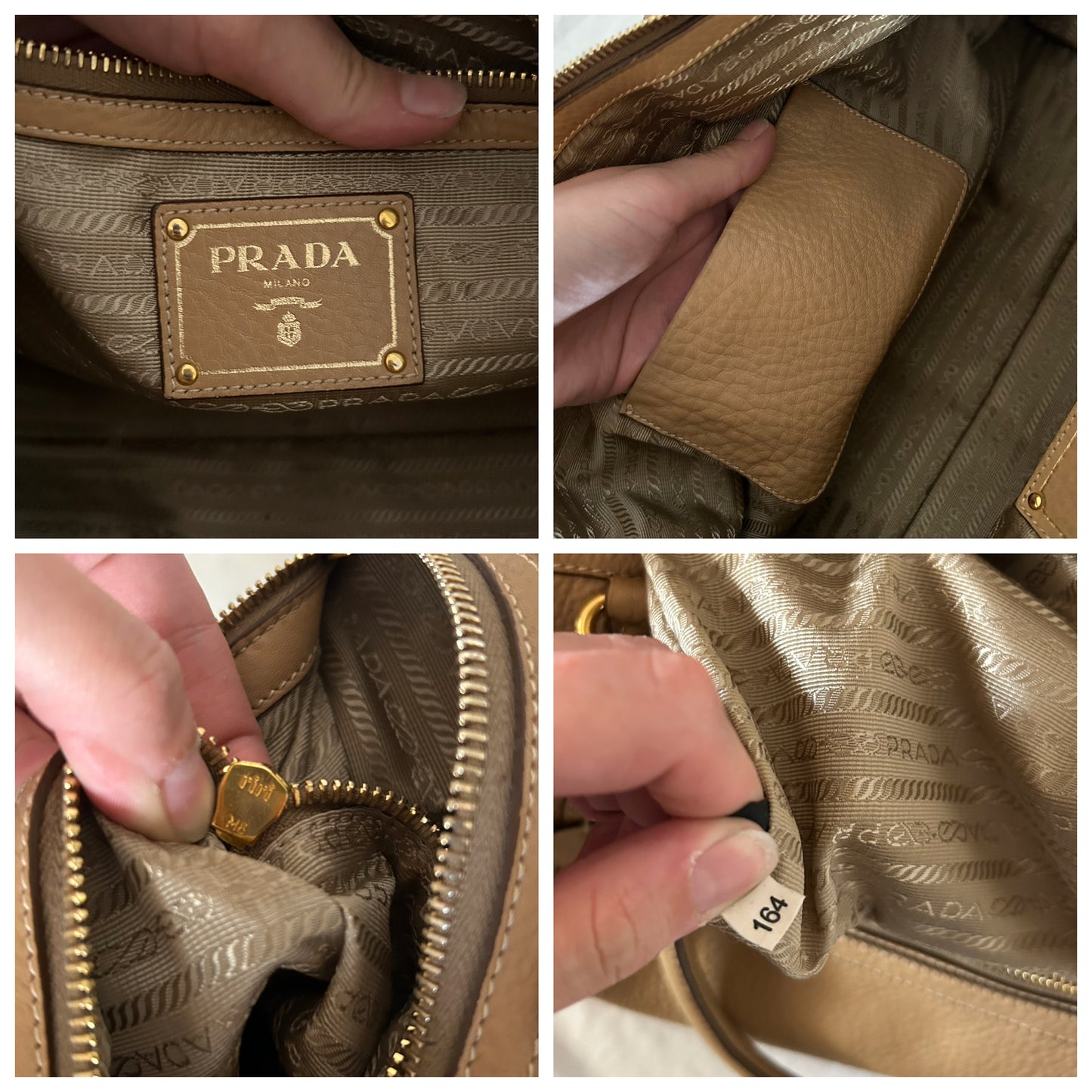 Prada bauletto in pelle beige