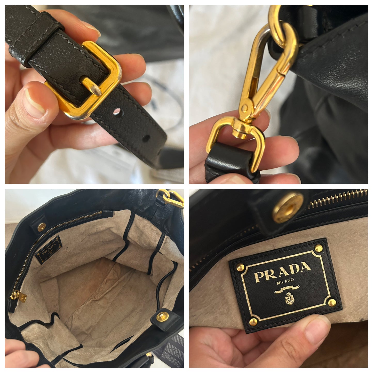Prada tote bag in pelle nera