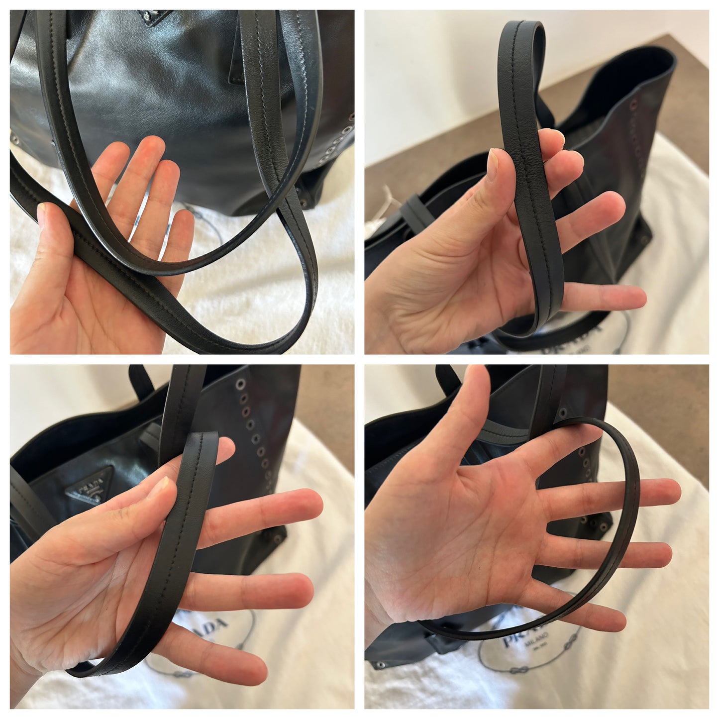 Prada tote in pelle con borchie
