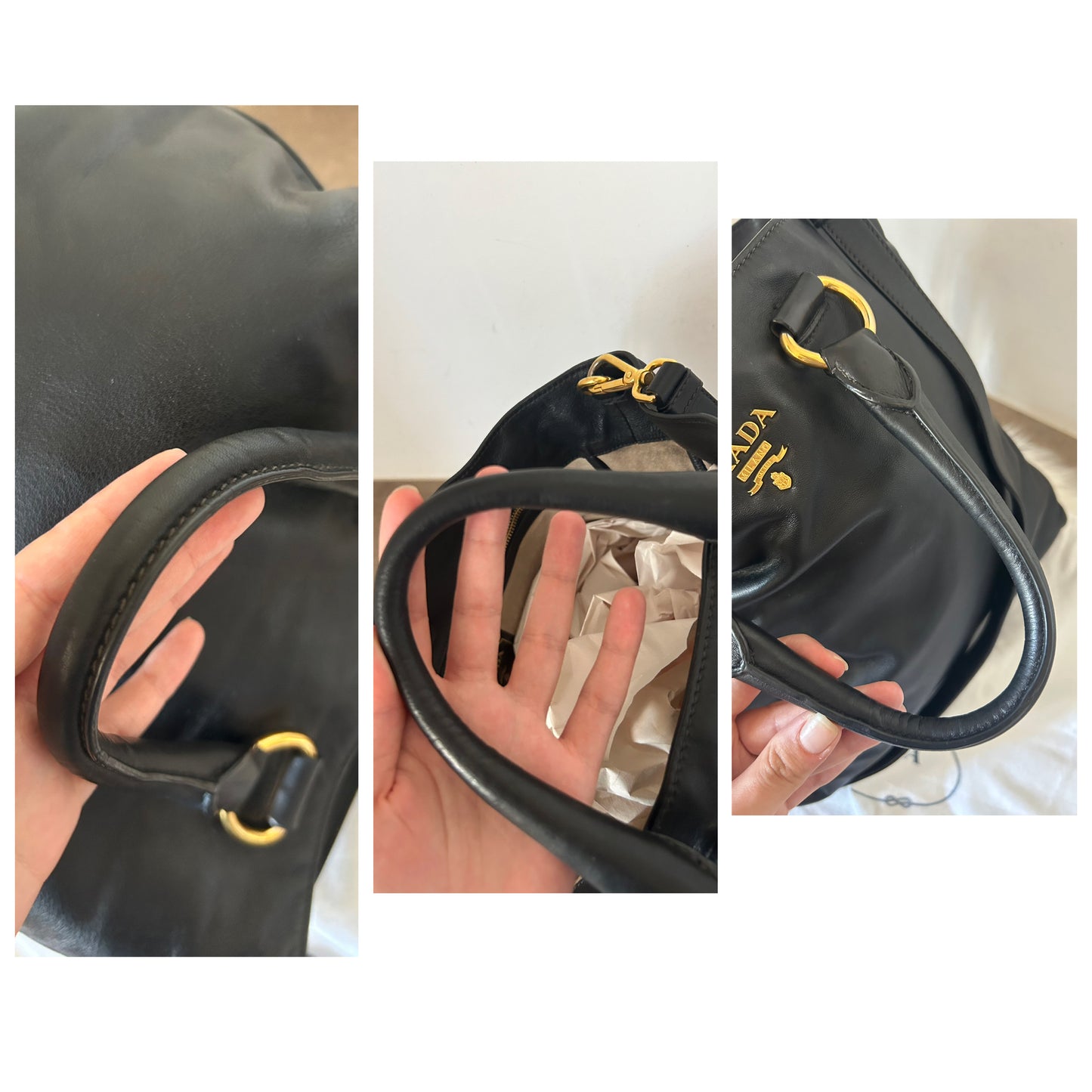Prada tote bag in pelle nera