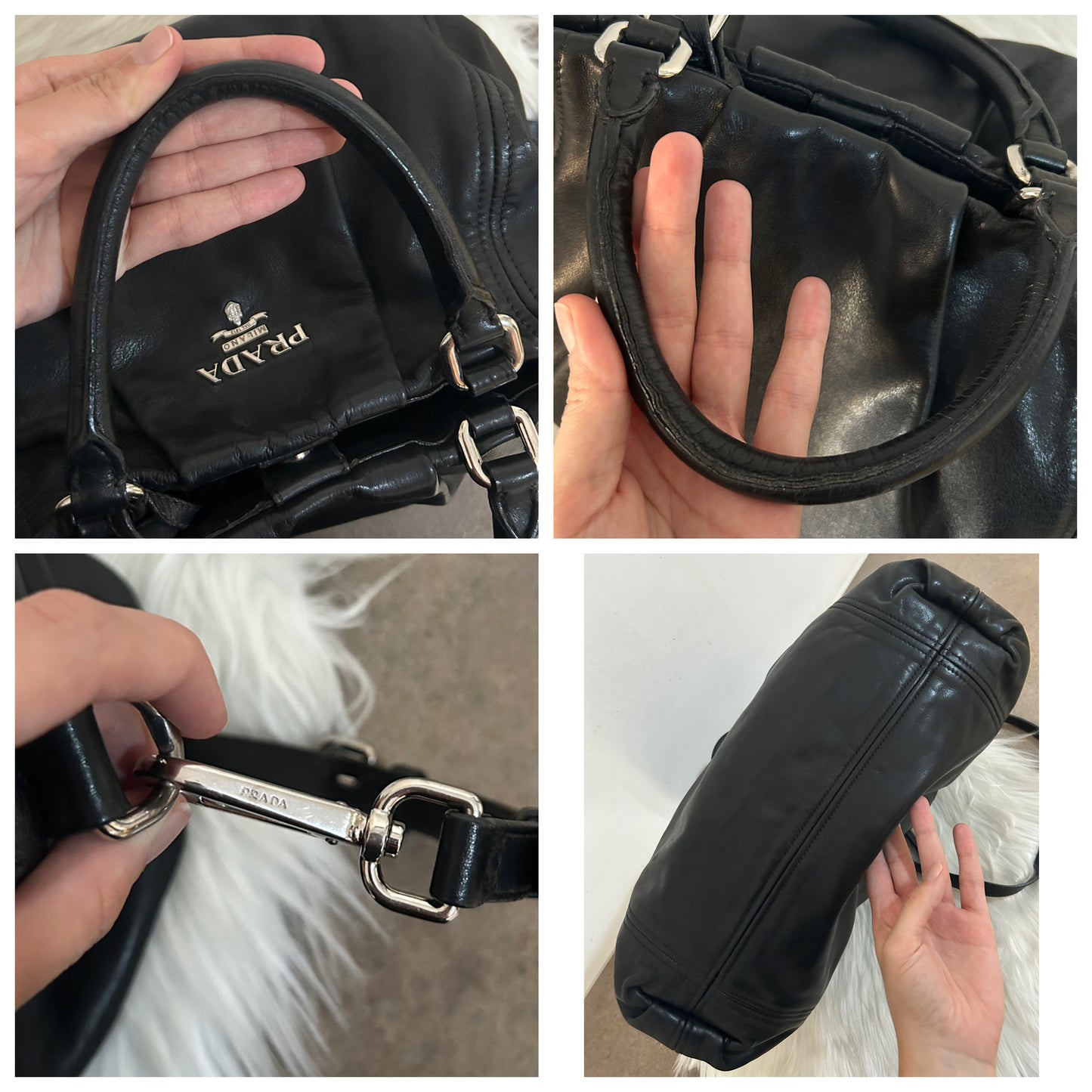 Prada tote bag in pelle morbida nera