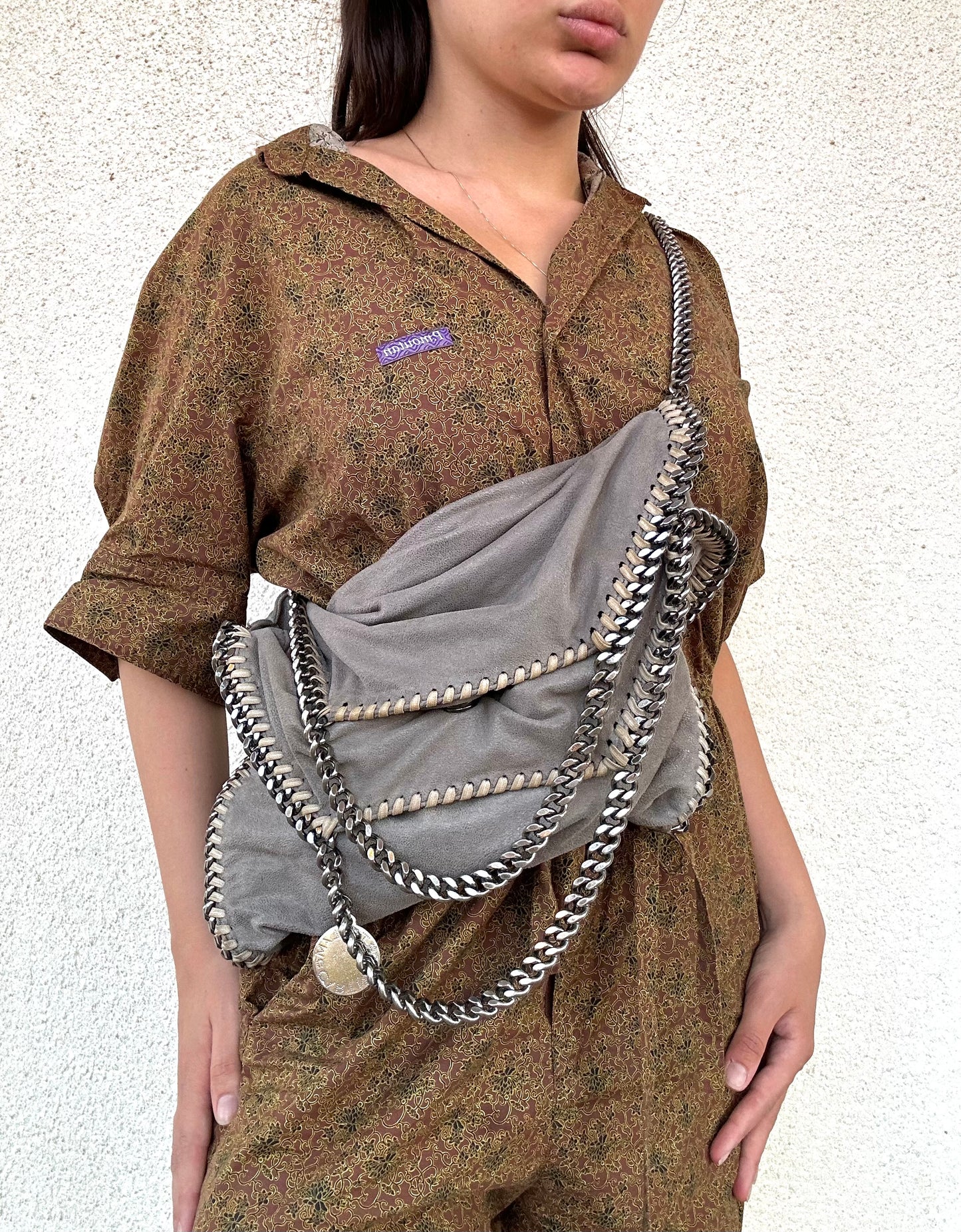 Falabella Stella McCartney grigia triple chain