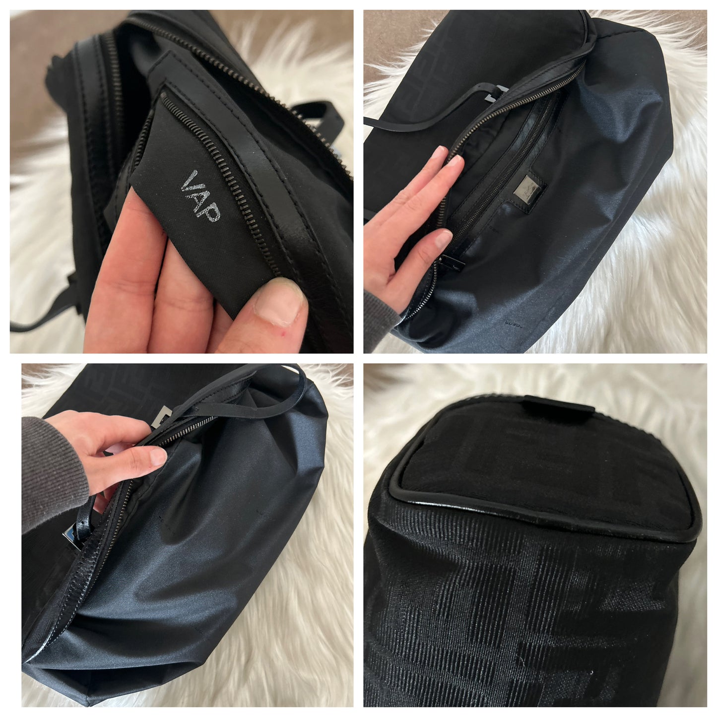 Fendi Bassotto in monogram zucca nera vintage