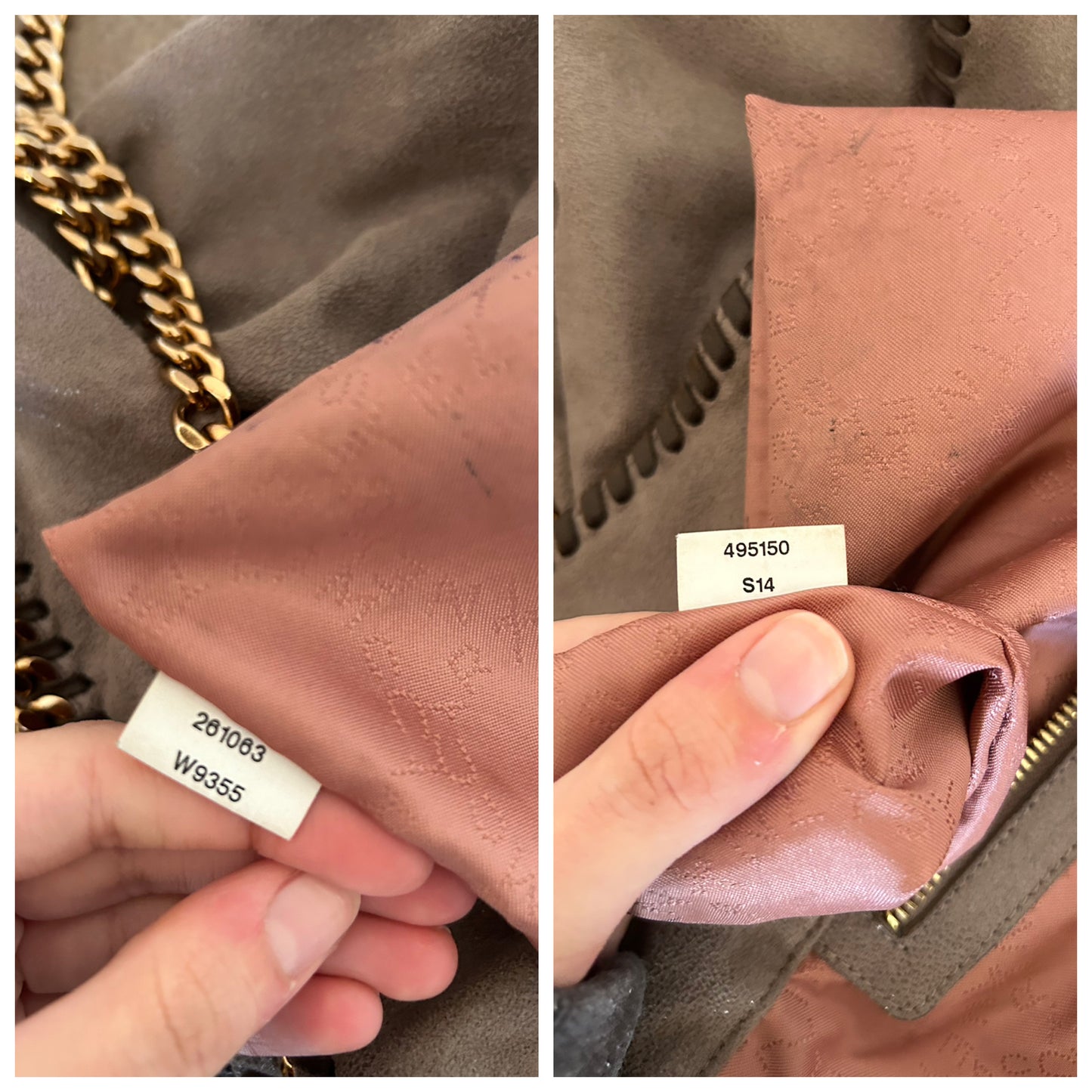 Falabella Stella McCartney beige con catene oro