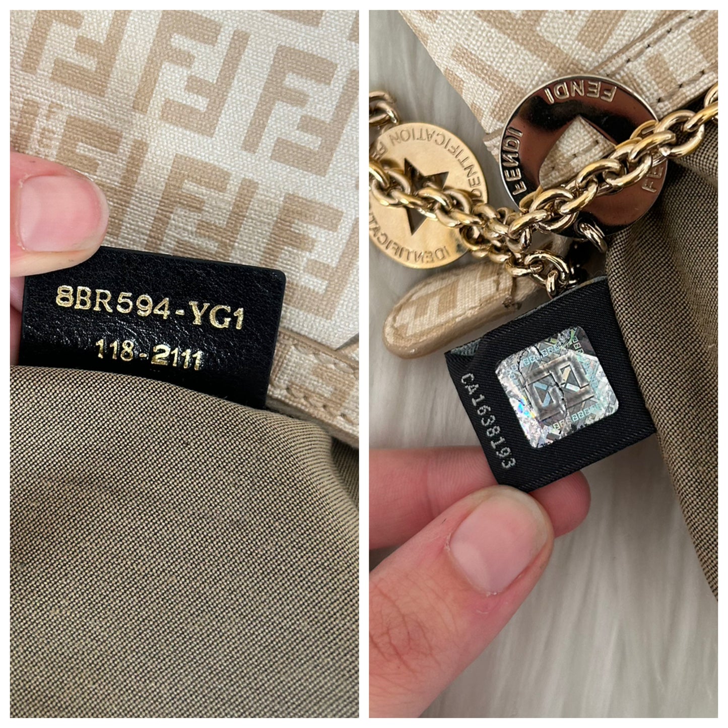 Fendi baguette in monogram zucchino con charms