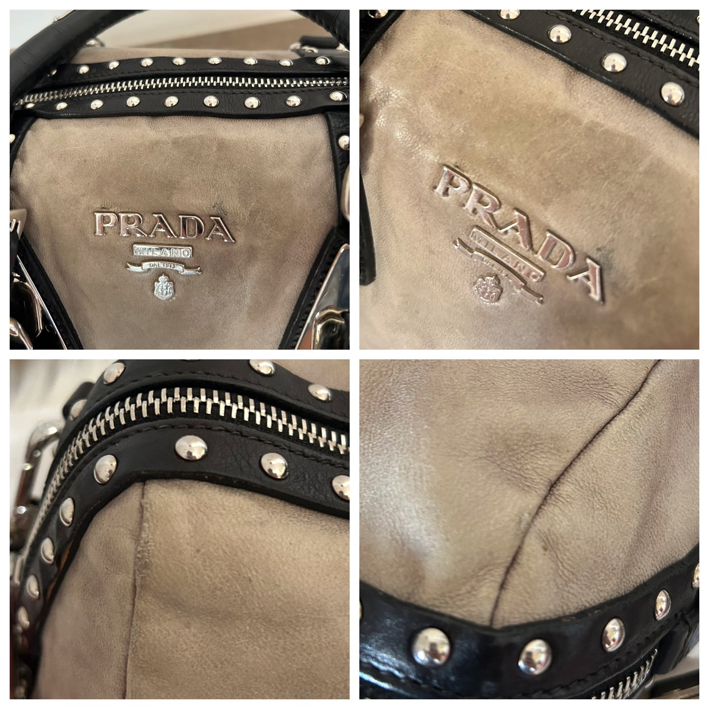 Bauletto Prada in pelle con borchie
