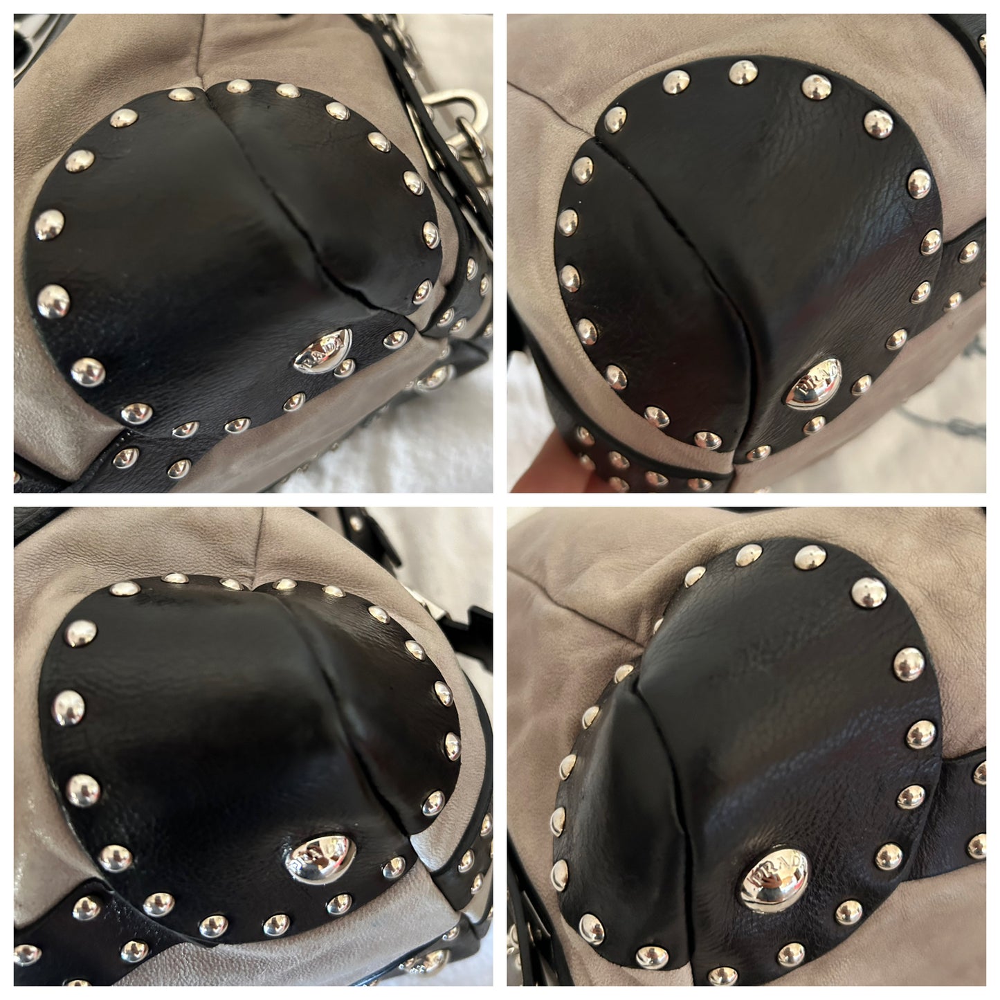 Bauletto Prada in pelle con borchie