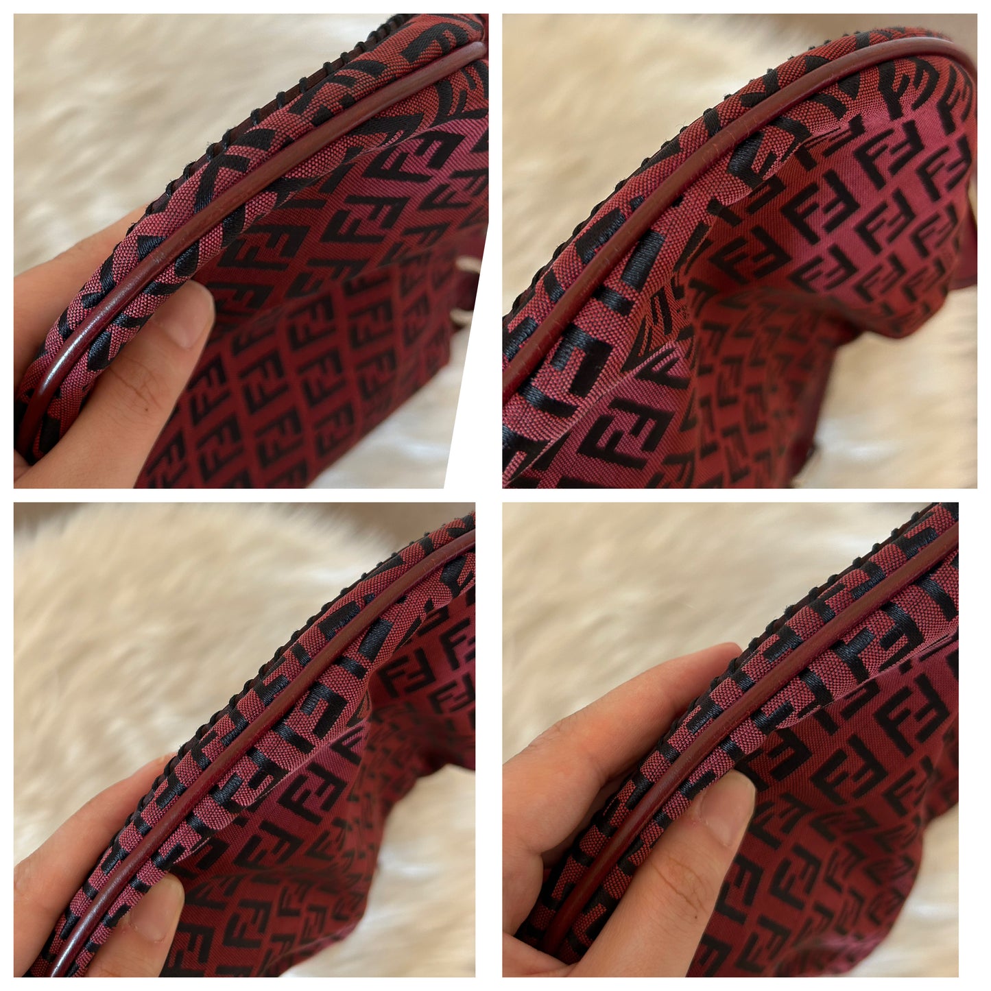 Fendi Oyster rarissima in pelle intagliata e monogram zucchino