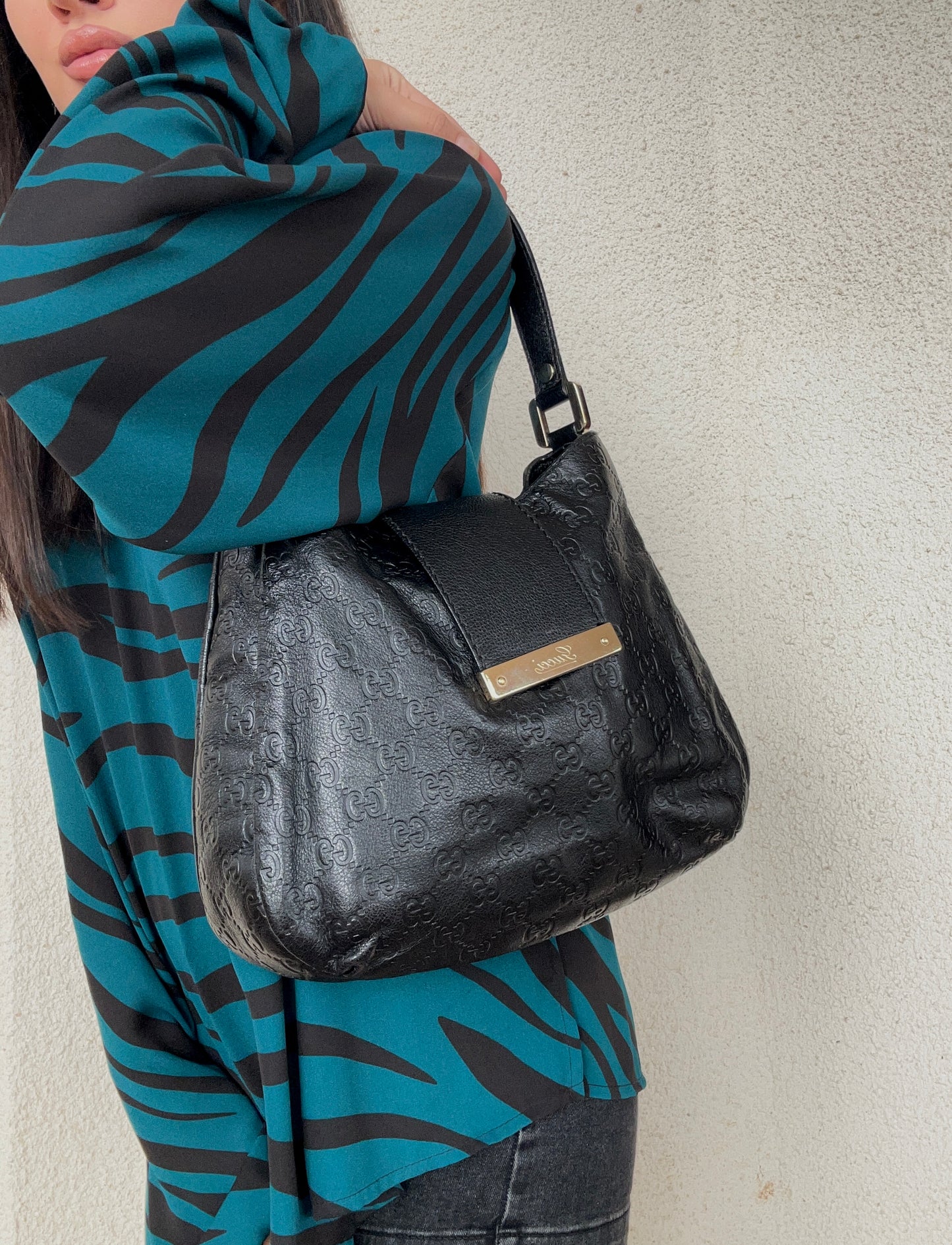 Gucci mini tote monogram Guccissima in pelle nera