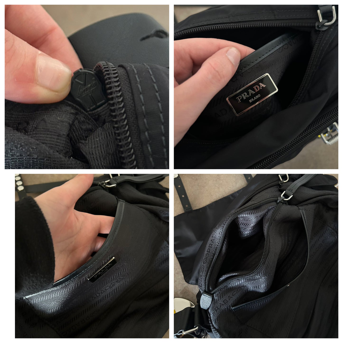 Prada tela vela con borchie rarissima
