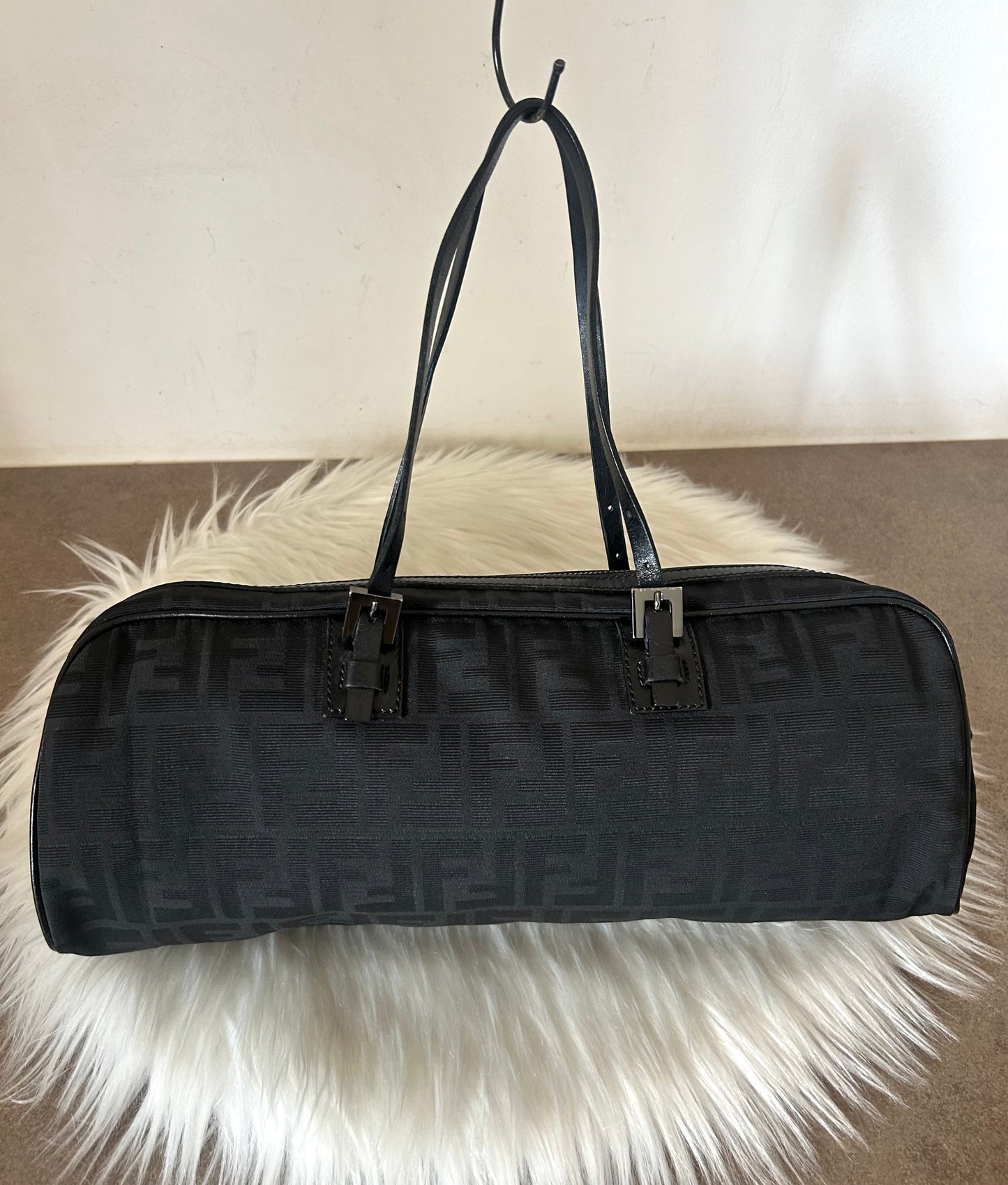 Fendi Bassotto in monogram zucca nera vintage