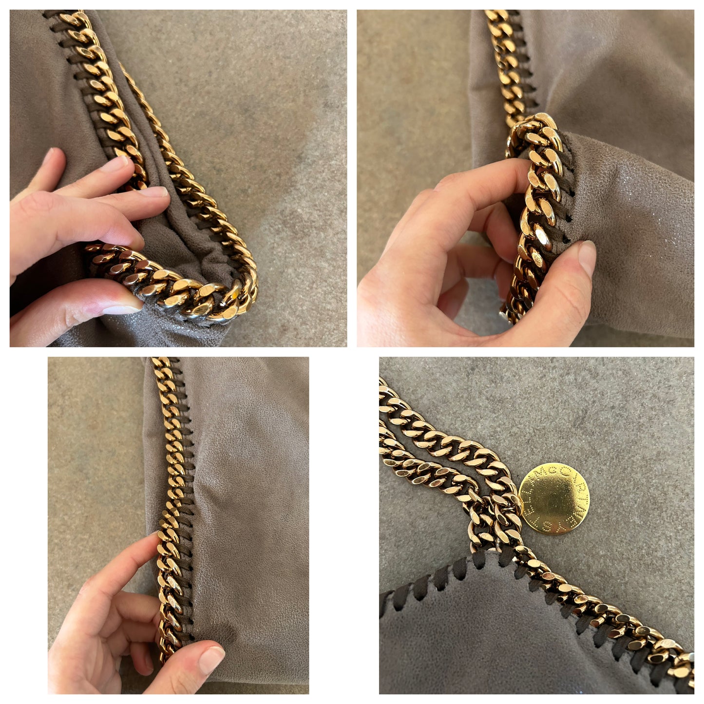 Falabella Stella McCartney beige con catene oro