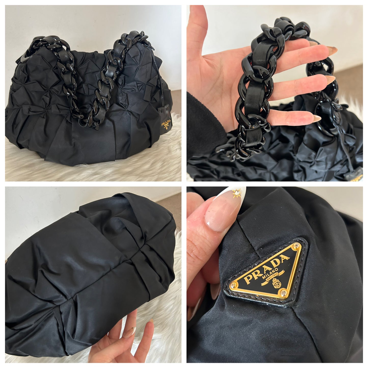 Prada origami in nylon e pelle