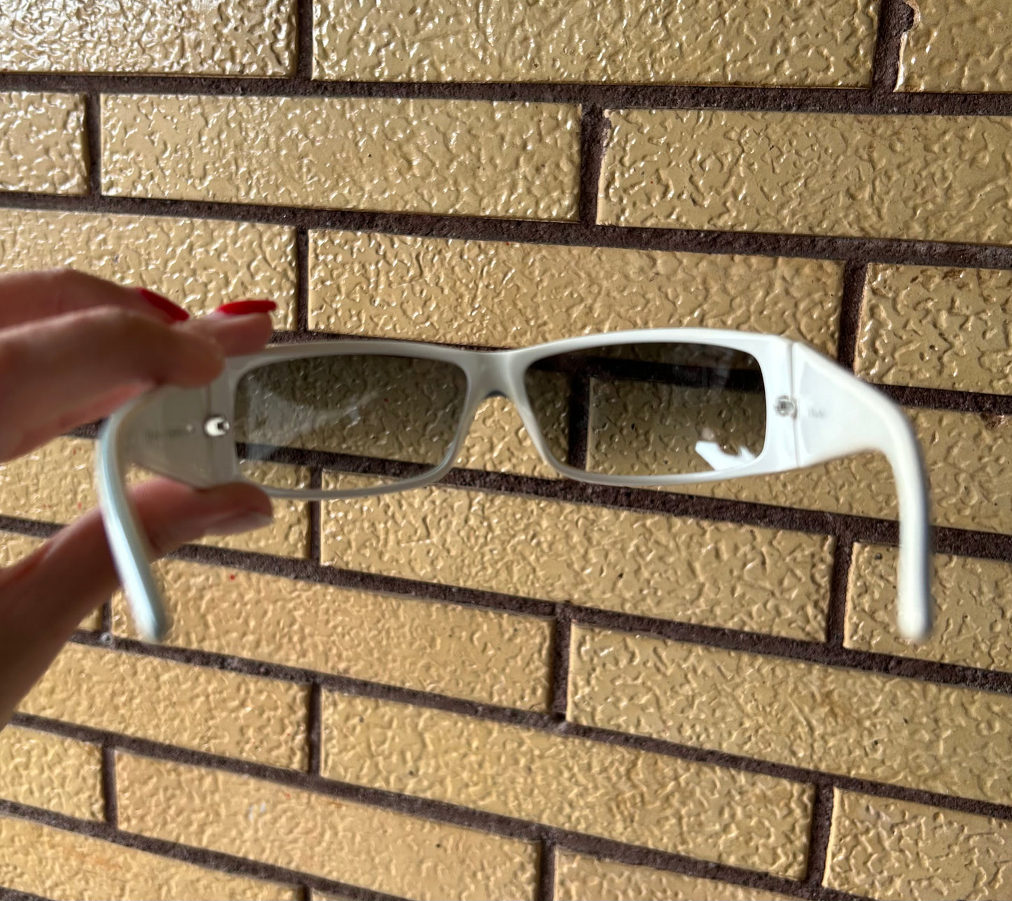 Occhiali Dior Overshine vintage y2k bianchi con logo azzurrino