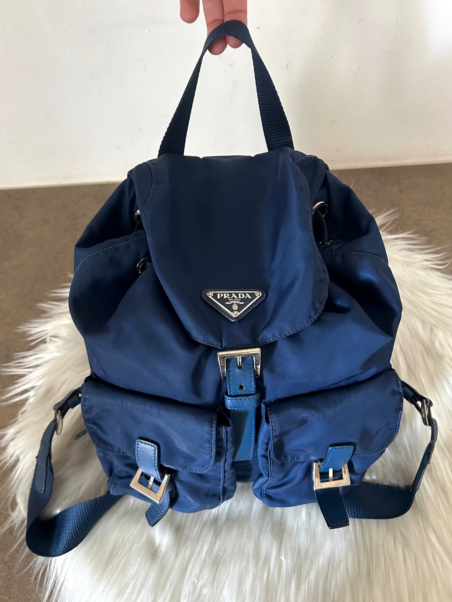Zaino Prada blu in nylon