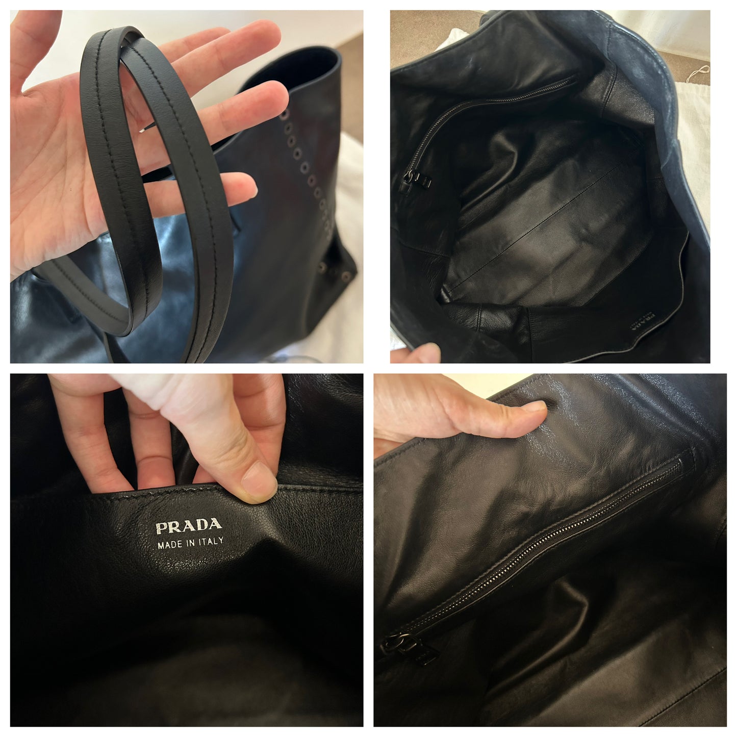 Prada tote in pelle con borchie