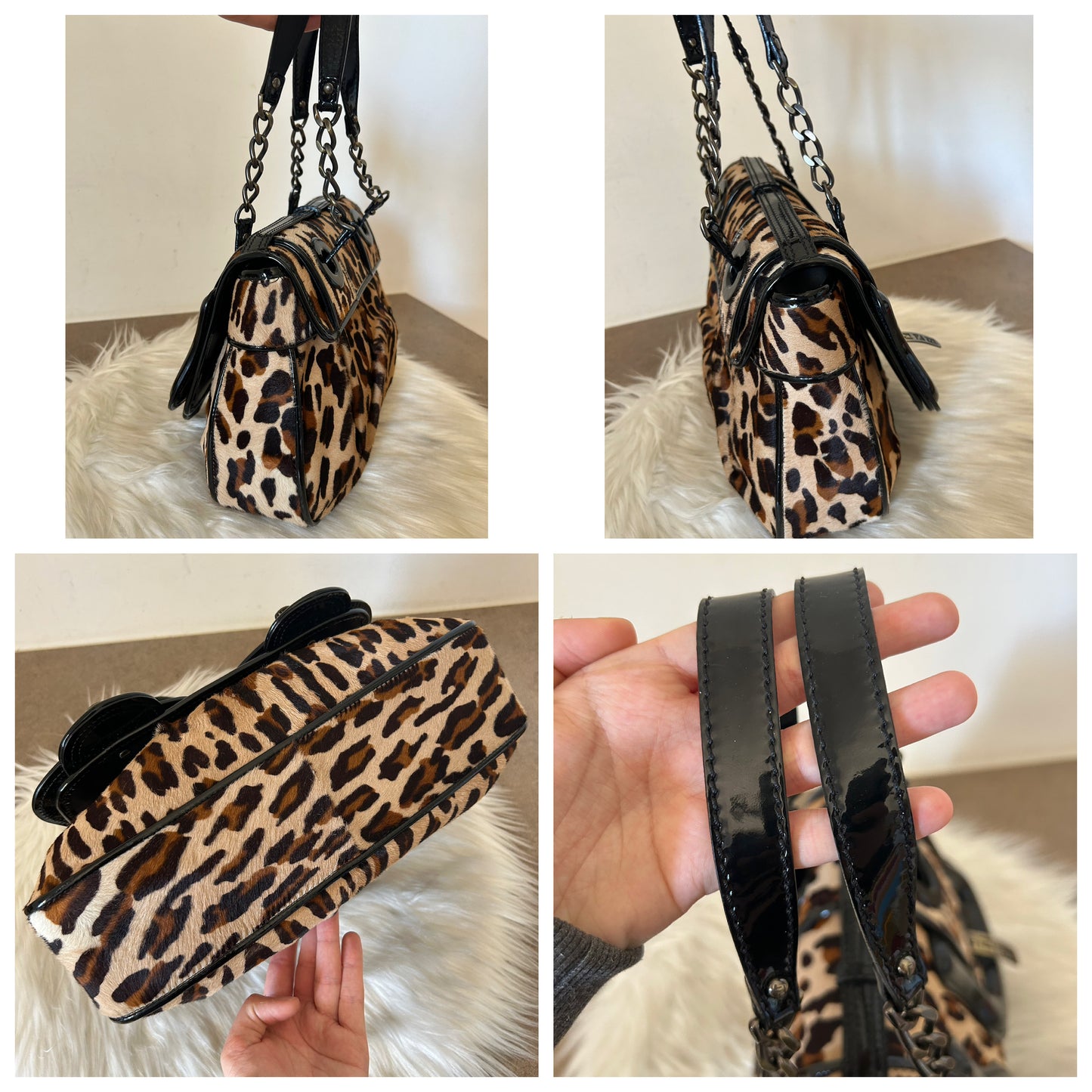 Fendi tote leopardata in cavallino e vernice