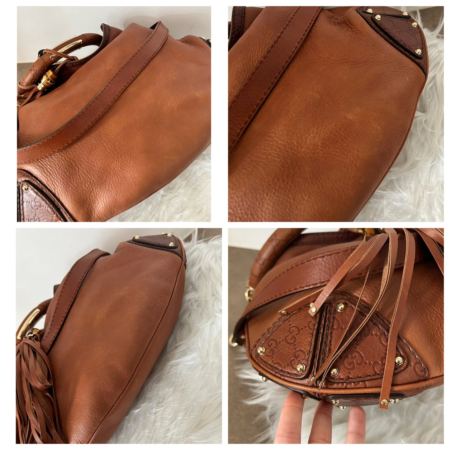 Gucci Indy hobo misura grande in pelle marrone