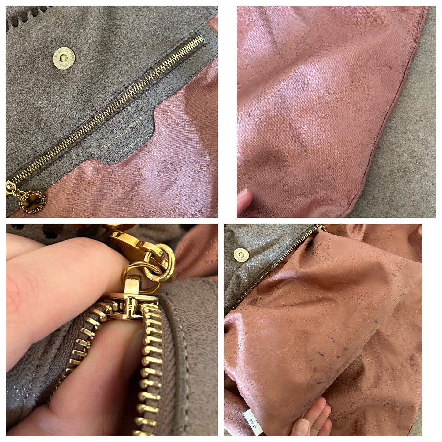 Falabella Stella McCartney beige con catene oro