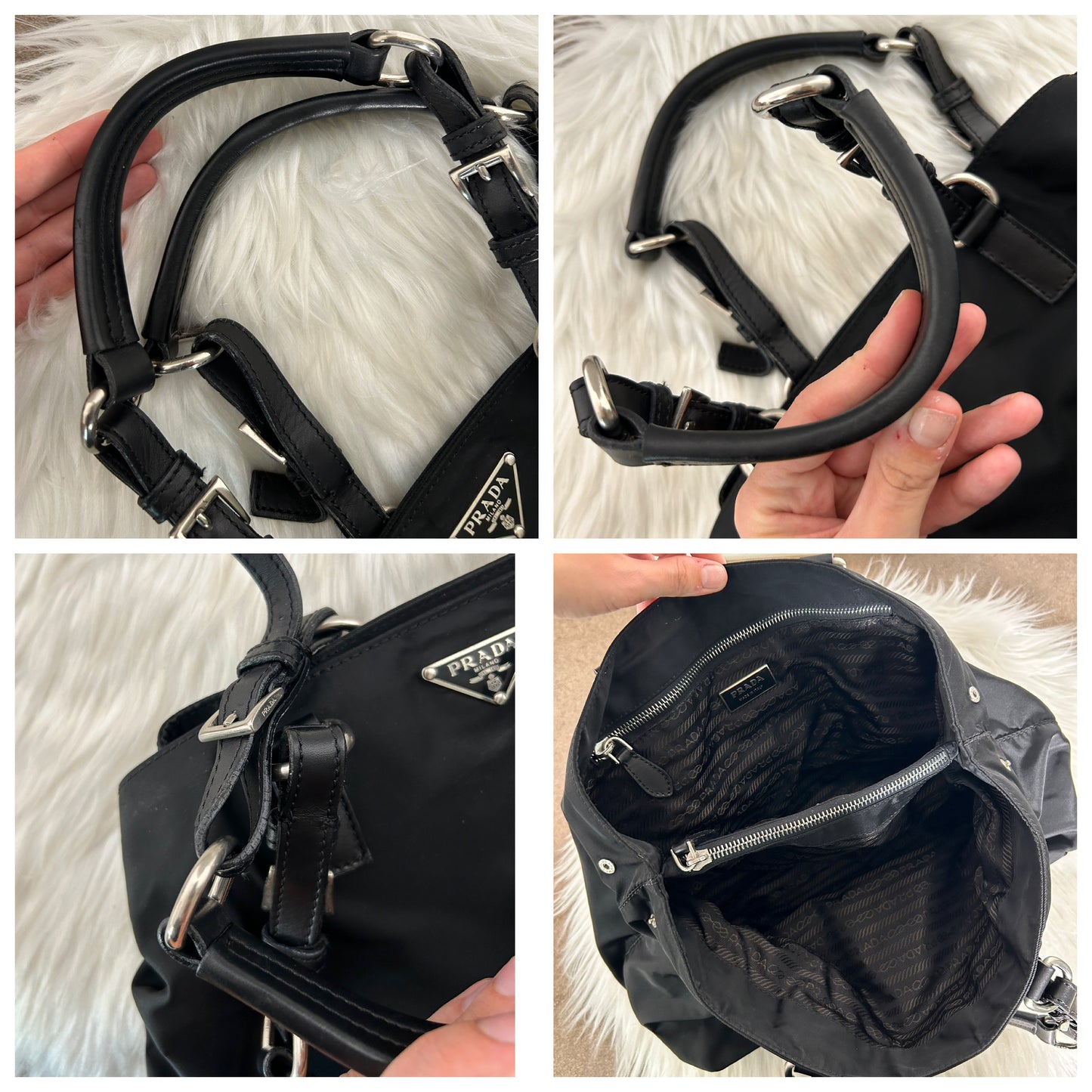 Prada mini tote in pelle e nylon