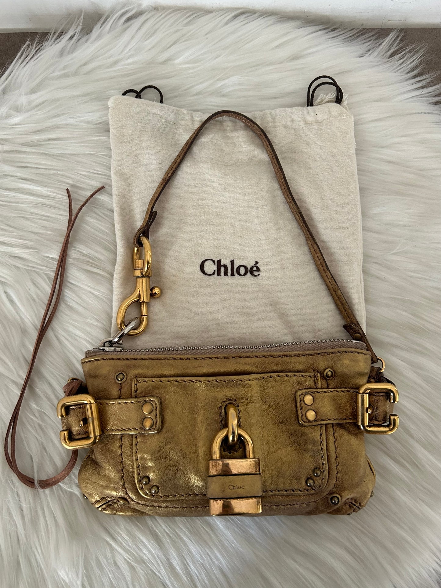 Chloé Paddington mini in pelle dorata