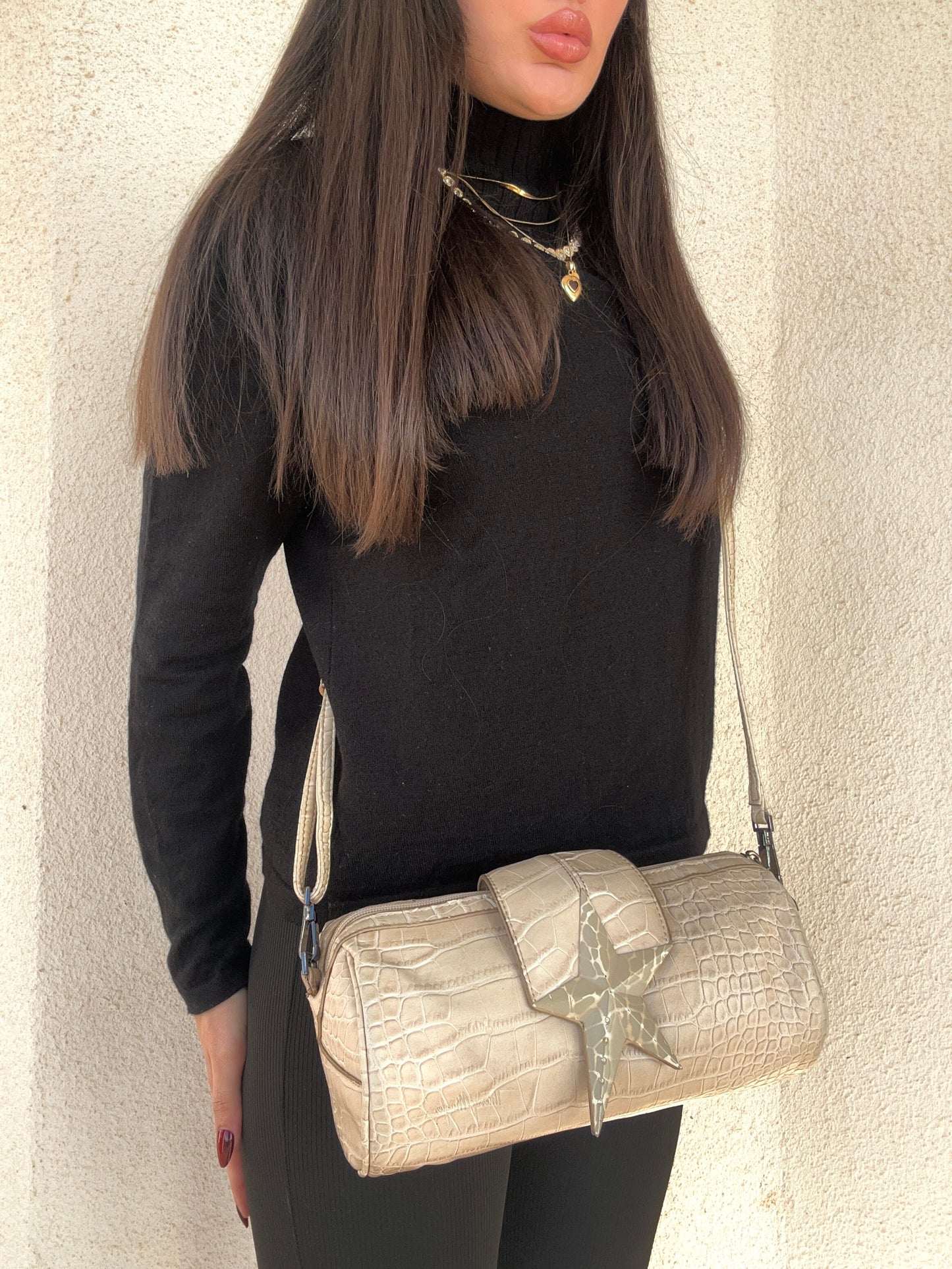 Borsa Thierry Mugler in similpelle di coccodrillo con portafoglio