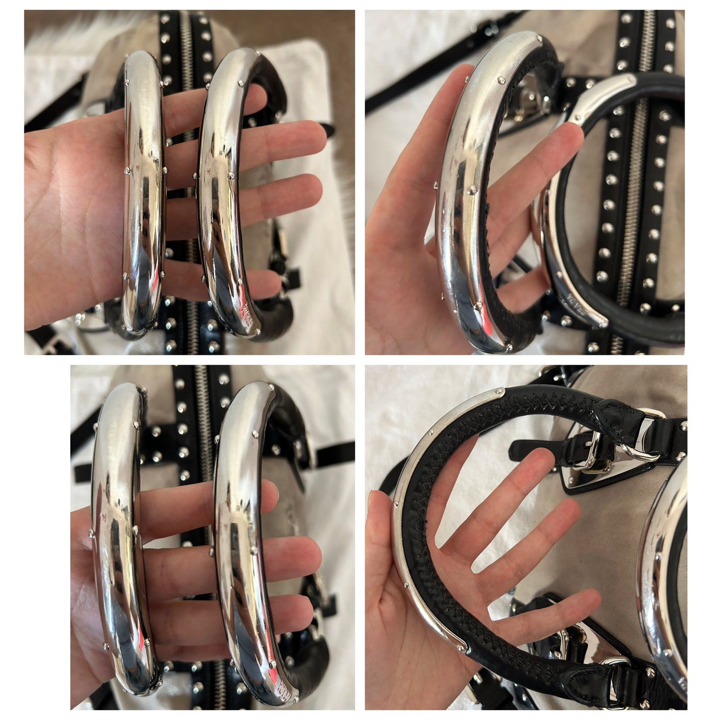 Bauletto Prada in pelle con borchie