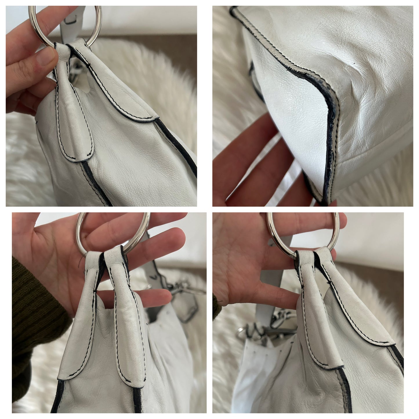 Prada baguette in pelle bianca