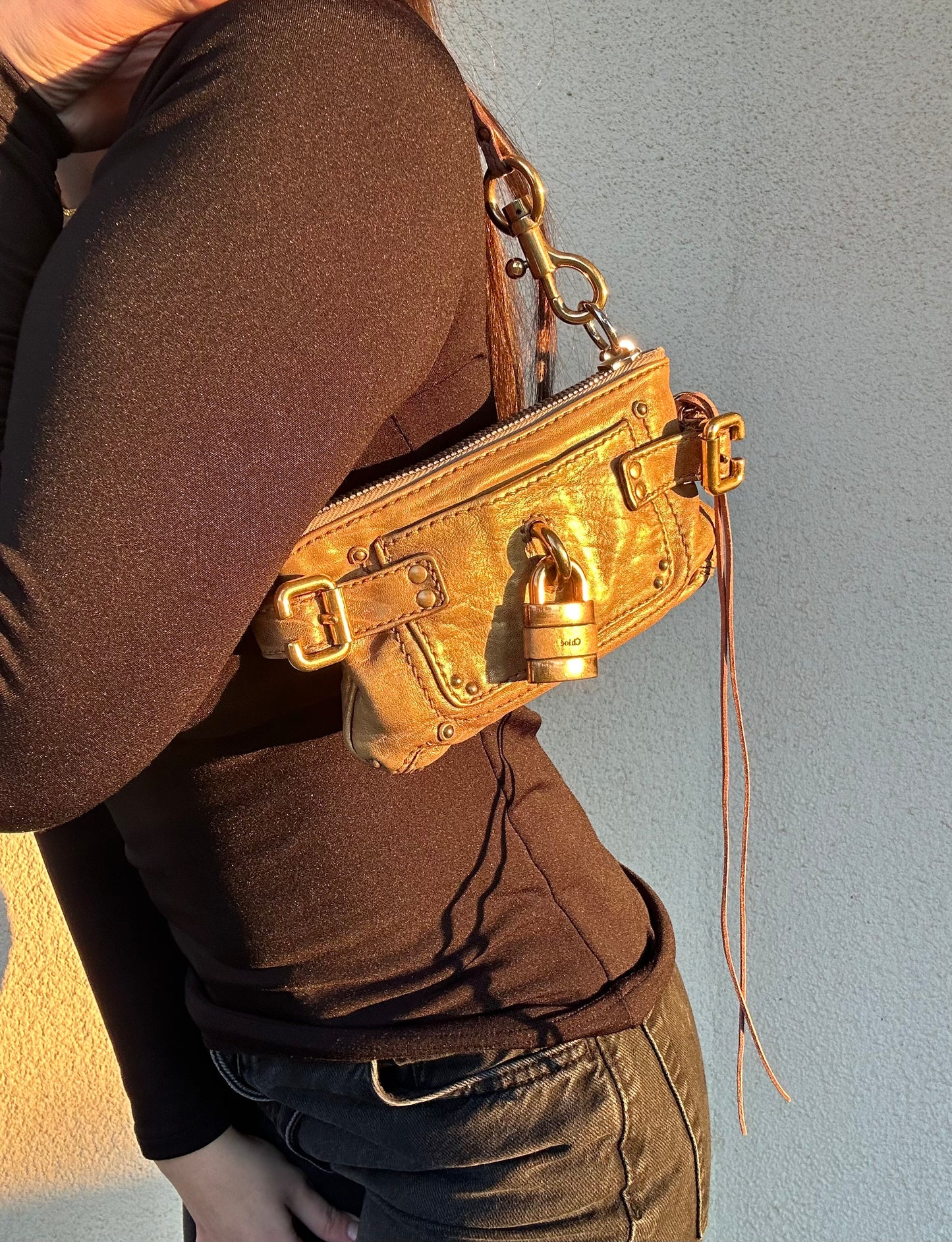 Chloé Paddington mini in pelle dorata