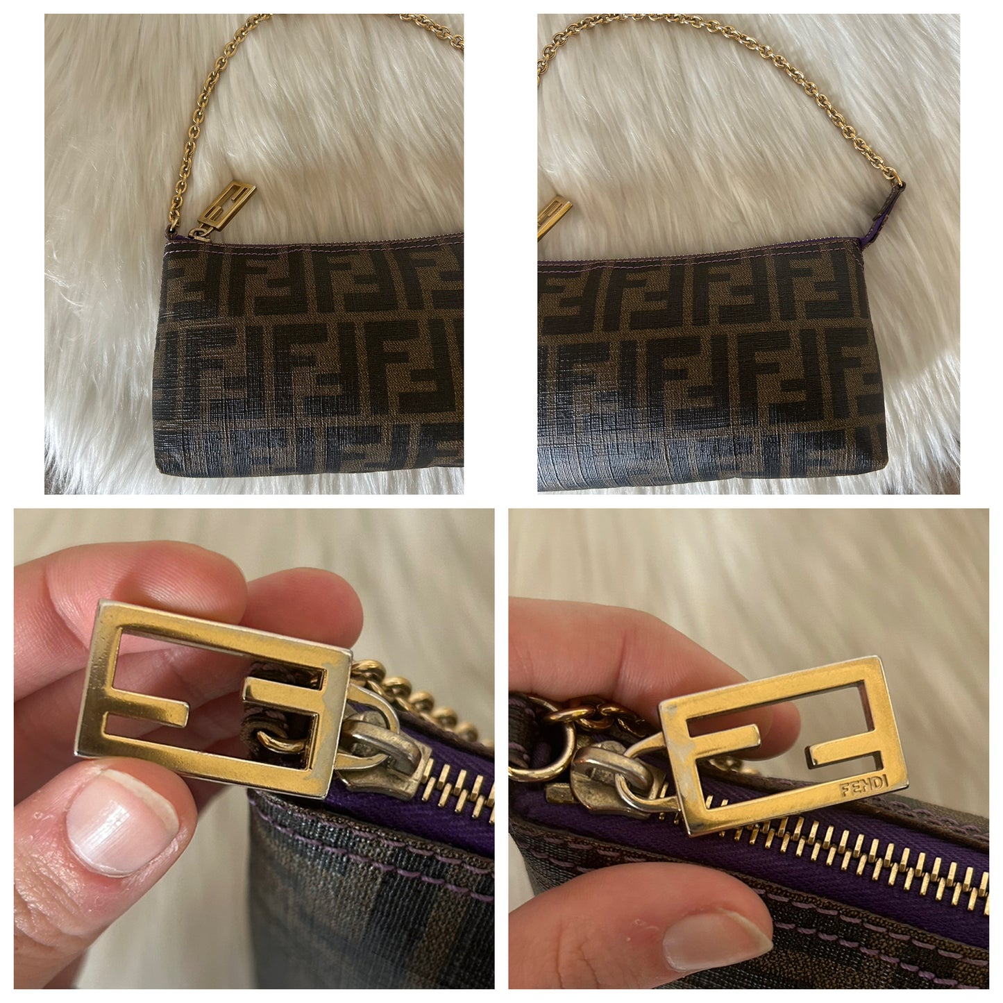 Fendi baguette zucca con catena